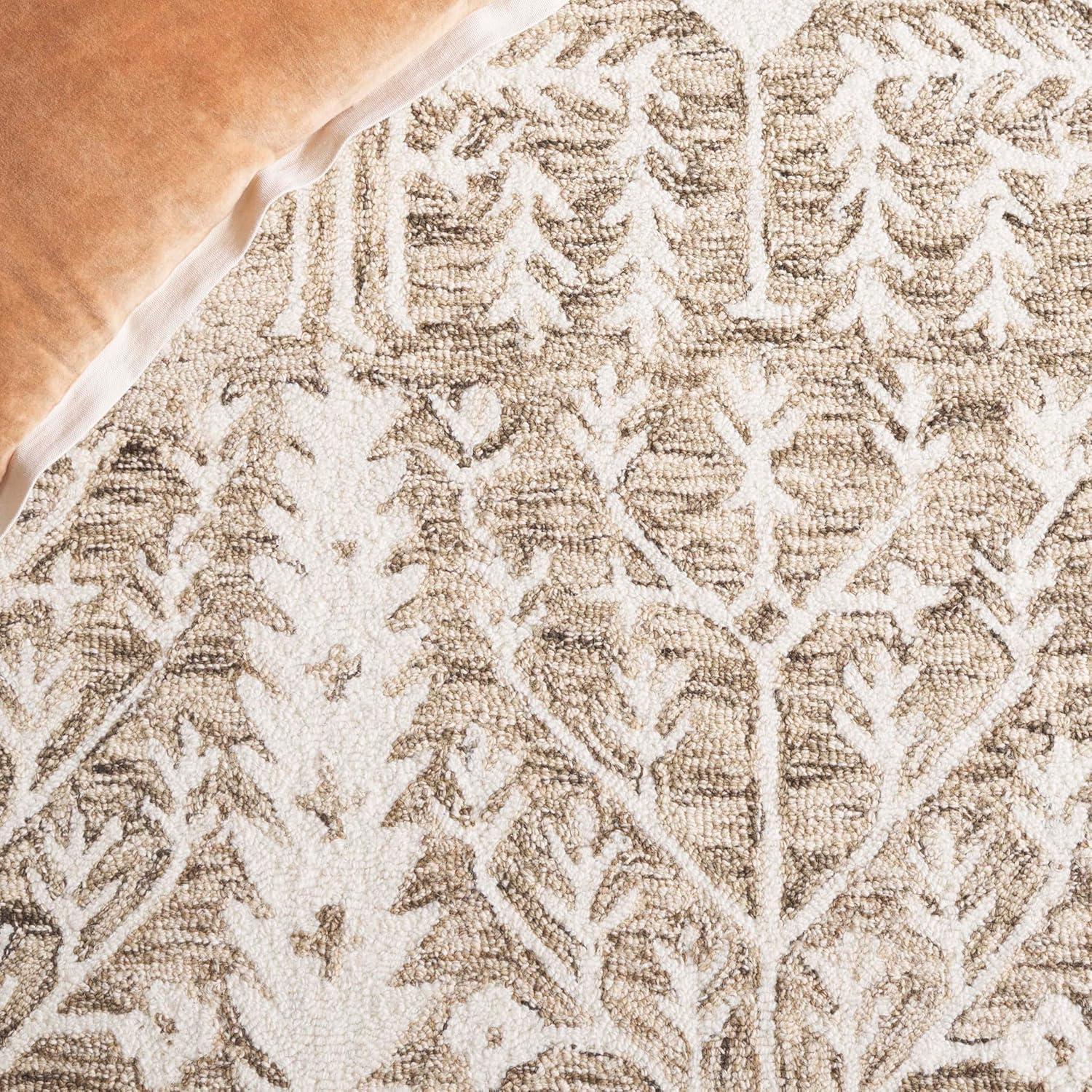 image:imageSAFAVIEH Area Rug 8x10 Jardin Collection Large Purple amp Ivory Handmade Wool Floral Design Ideal for Living Room Bedroom Office Dining Space JAR852VLight BrownIvory