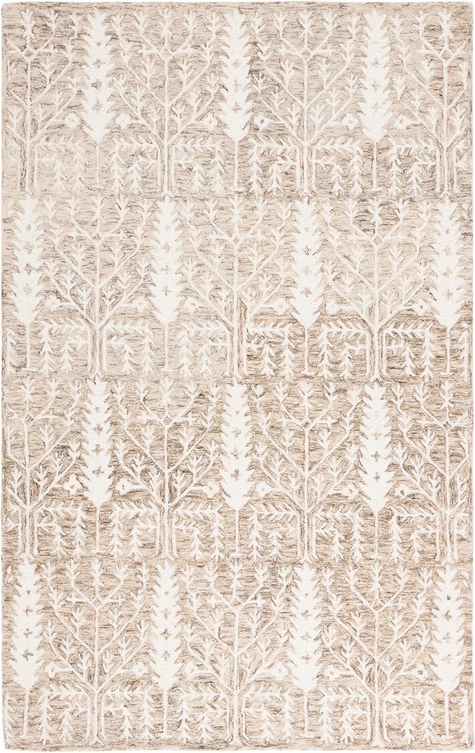image:imageSAFAVIEH Area Rug 8x10 Jardin Collection Large Purple amp Ivory Handmade Wool Floral Design Ideal for Living Room Bedroom Office Dining Space JAR852VLight BrownIvory