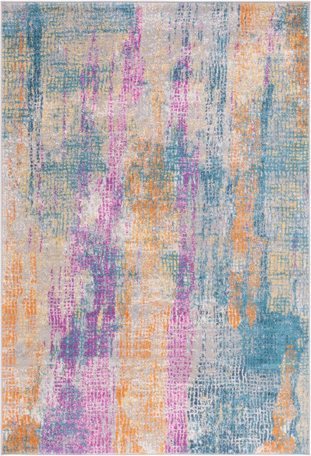 image:imageSAFAVIEH Area Rug 8x10 Madison Collection Large Blue amp Fuchsia Boho Chic Watercolor Design NonShedding amp Easy Cleaning Ideal for Living Room Bedroom Office Dining Space MAD123CBlueFuchsia
