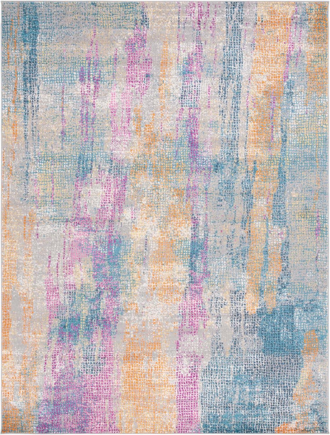image:imageSAFAVIEH Area Rug 8x10 Madison Collection Large Blue amp Fuchsia Boho Chic Watercolor Design NonShedding amp Easy Cleaning Ideal for Living Room Bedroom Office Dining Space MAD123CBlueFuchsia