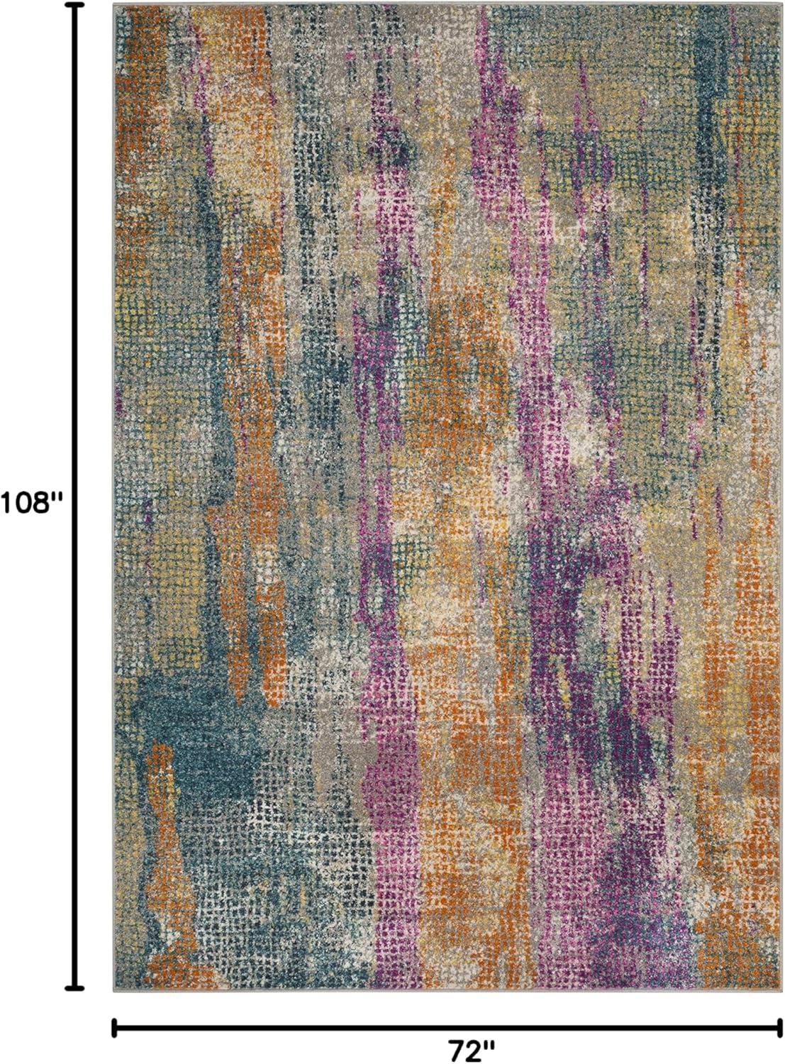 image:imageSAFAVIEH Area Rug 8x10 Madison Collection Large Blue amp Fuchsia Boho Chic Watercolor Design NonShedding amp Easy Cleaning Ideal for Living Room Bedroom Office Dining Space MAD123CBlueFuchsia