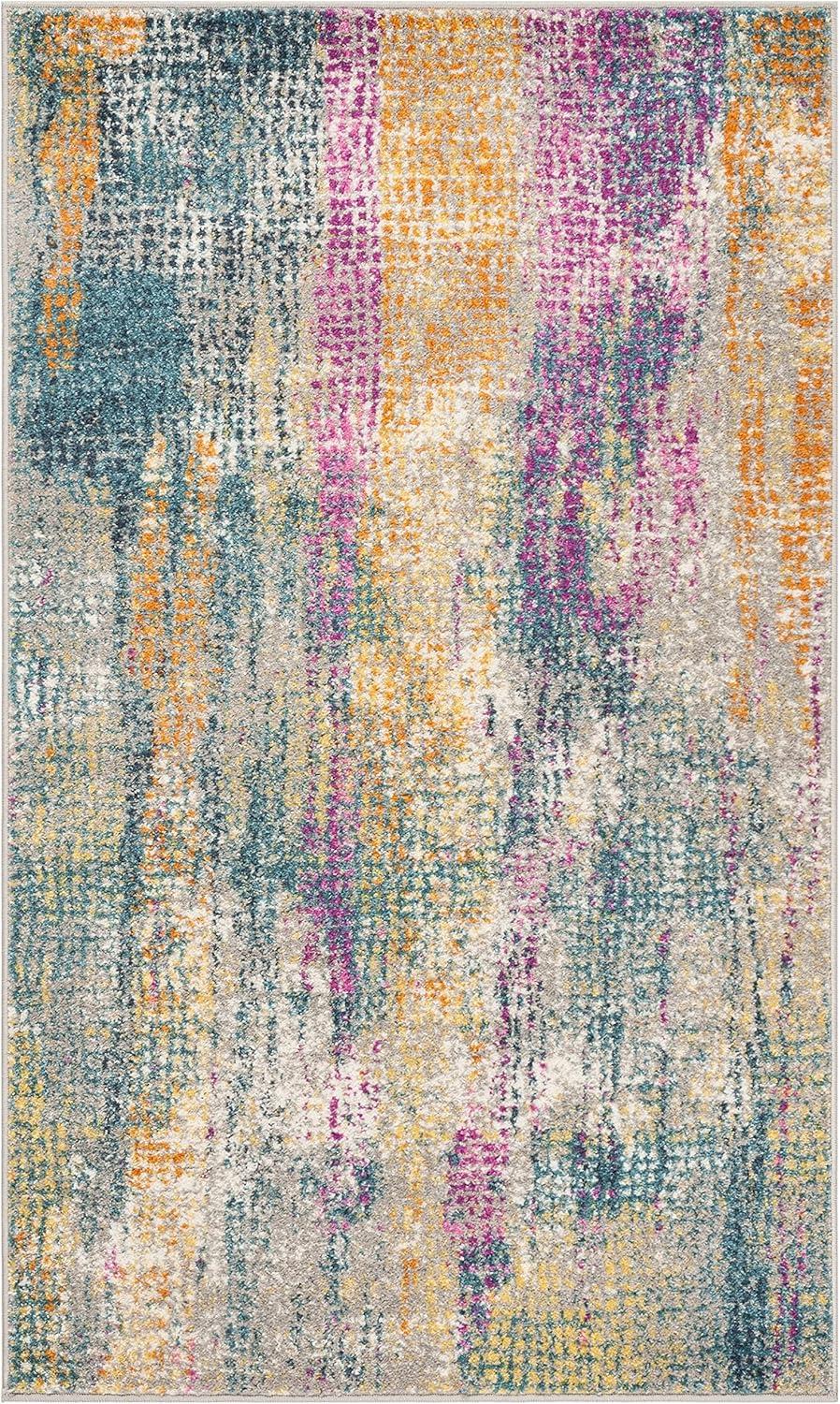 image:imageSAFAVIEH Area Rug 8x10 Madison Collection Large Blue amp Fuchsia Boho Chic Watercolor Design NonShedding amp Easy Cleaning Ideal for Living Room Bedroom Office Dining Space MAD123CBlueFuchsia
