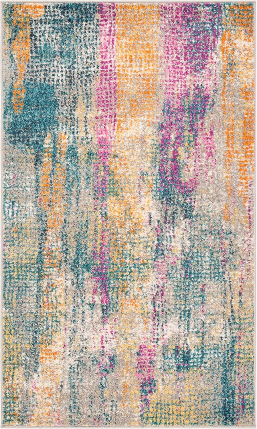 image:imageSAFAVIEH Area Rug 8x10 Madison Collection Large Blue amp Fuchsia Boho Chic Watercolor Design NonShedding amp Easy Cleaning Ideal for Living Room Bedroom Office Dining Space MAD123CBlueFuchsia