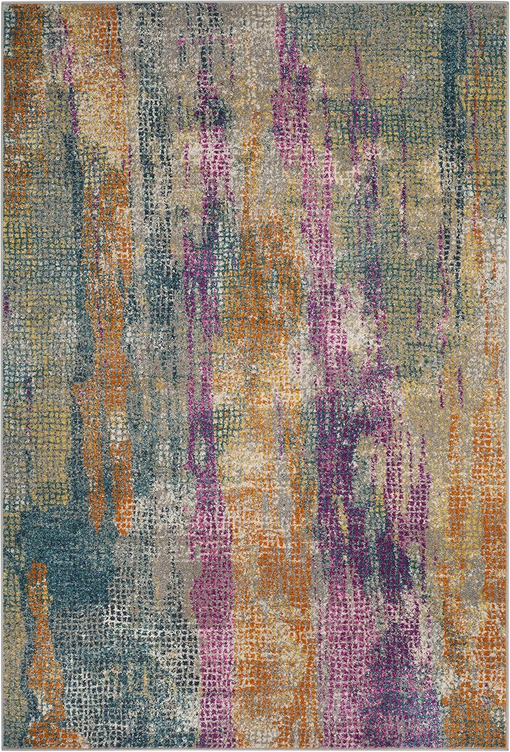 image:imageSAFAVIEH Area Rug 8x10 Madison Collection Large Blue amp Fuchsia Boho Chic Watercolor Design NonShedding amp Easy Cleaning Ideal for Living Room Bedroom Office Dining Space MAD123CBlueFuchsia