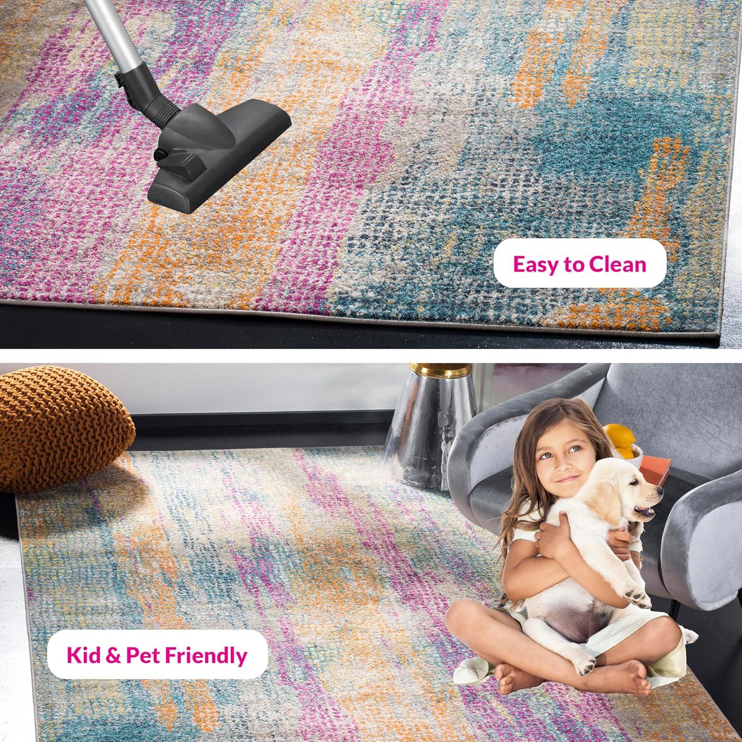 image:imageSAFAVIEH Area Rug 8x10 Madison Collection Large Blue amp Fuchsia Boho Chic Watercolor Design NonShedding amp Easy Cleaning Ideal for Living Room Bedroom Office Dining Space MAD123CBlueFuchsia