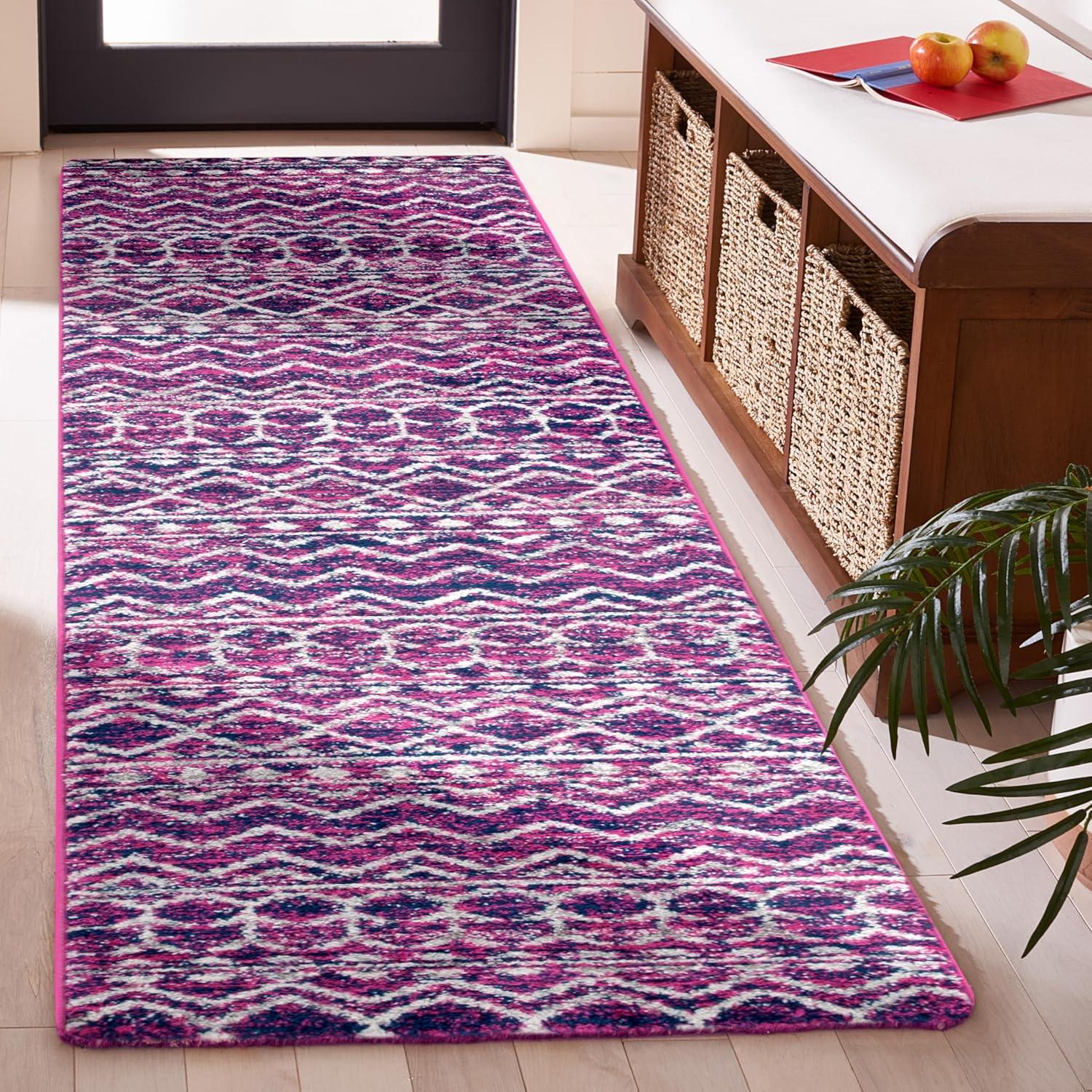 image:imageSAFAVIEH Area Rug 8x10 Madison Collection Large Fuchsia amp Navy Boho Chic Design NonShedding amp Easy Cleaning Ideal for Living Room Bedroom Office Dining Space MAD606MFuchsiaNavy