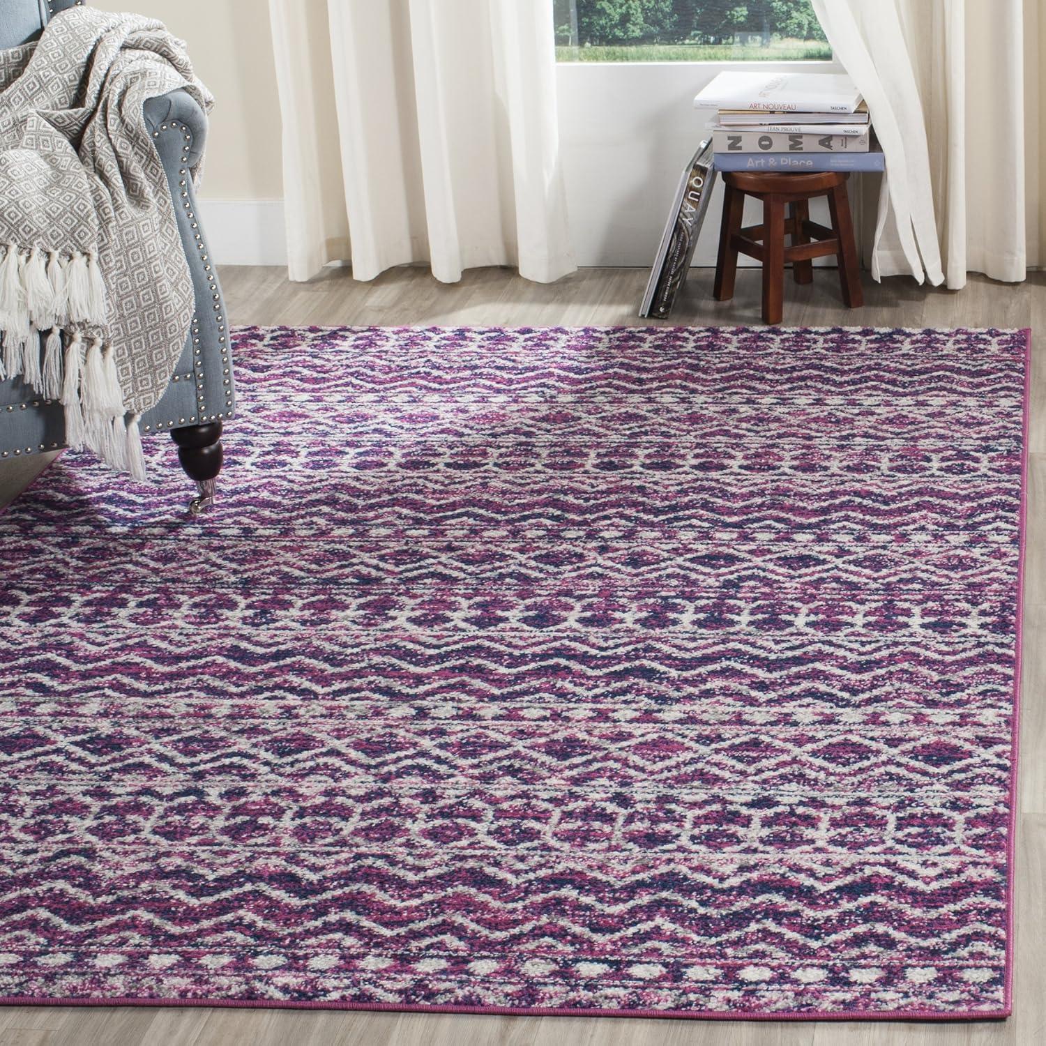 image:imageSAFAVIEH Area Rug 8x10 Madison Collection Large Fuchsia amp Navy Boho Chic Design NonShedding amp Easy Cleaning Ideal for Living Room Bedroom Office Dining Space MAD606MFuchsiaNavy