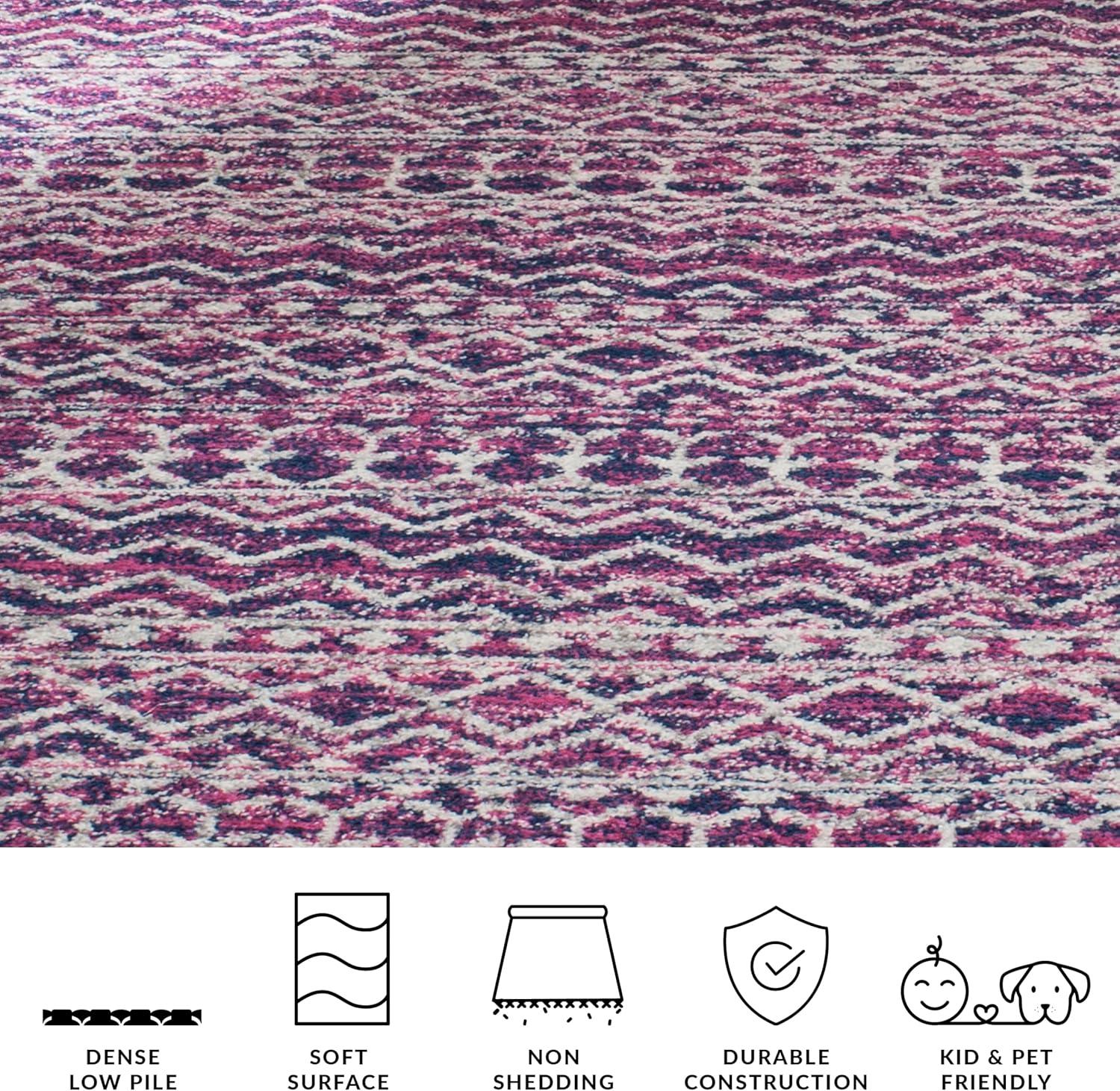 image:imageSAFAVIEH Area Rug 8x10 Madison Collection Large Fuchsia amp Navy Boho Chic Design NonShedding amp Easy Cleaning Ideal for Living Room Bedroom Office Dining Space MAD606MFuchsiaNavy
