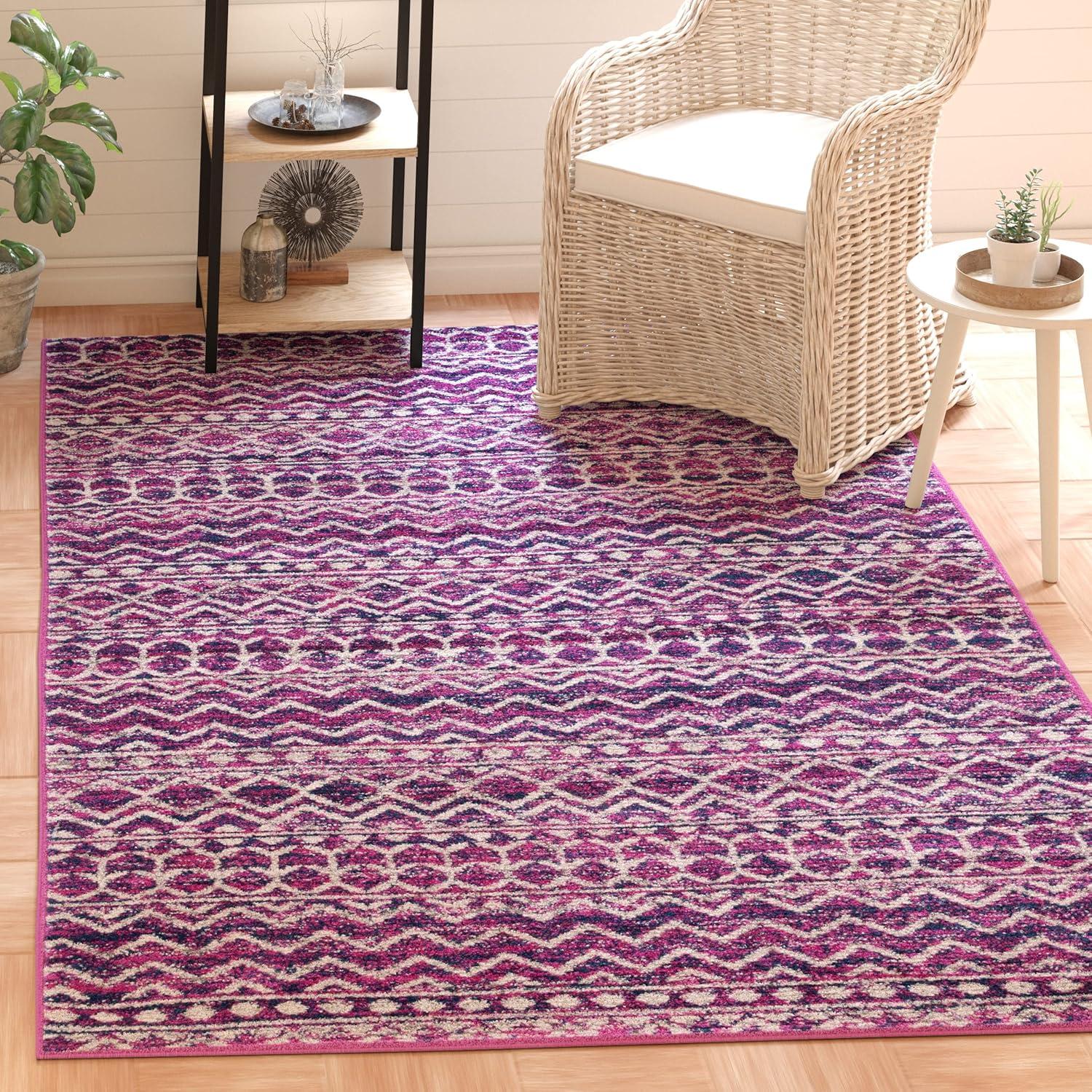 image:imageSAFAVIEH Area Rug 8x10 Madison Collection Large Fuchsia amp Navy Boho Chic Design NonShedding amp Easy Cleaning Ideal for Living Room Bedroom Office Dining Space MAD606MFuchsiaNavy