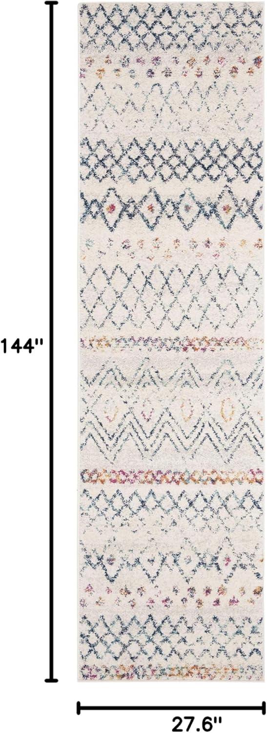 image:imageSAFAVIEH Area Rug 8x10 Madison Collection Large Ivory amp Dark Blue Moroccan Boho Distressed Design NonShedding amp Easy Cleaning Ideal for Living Room Bedroom Office Dining Space MAD798BIvoryDark Blue