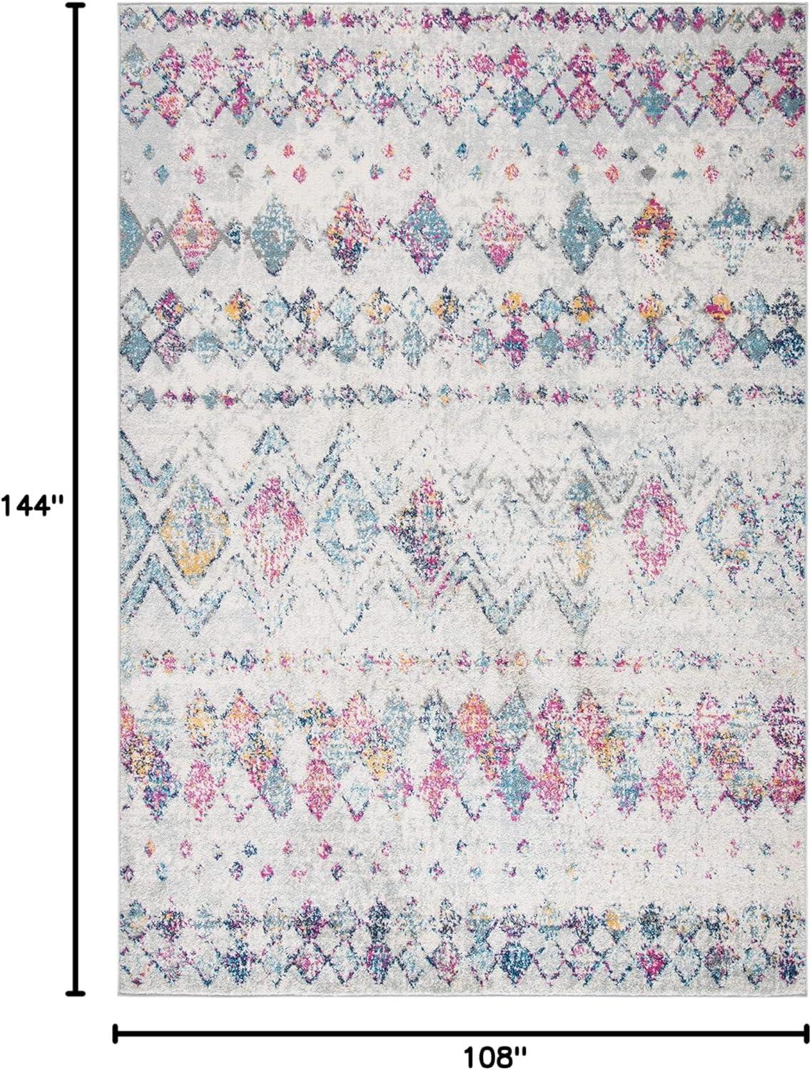 image:imageSAFAVIEH Area Rug 8x10 Madison Collection Large Ivory amp Dark Blue Moroccan Boho Distressed Design NonShedding amp Easy Cleaning Ideal for Living Room Bedroom Office Dining Space MAD798BGreyPurple