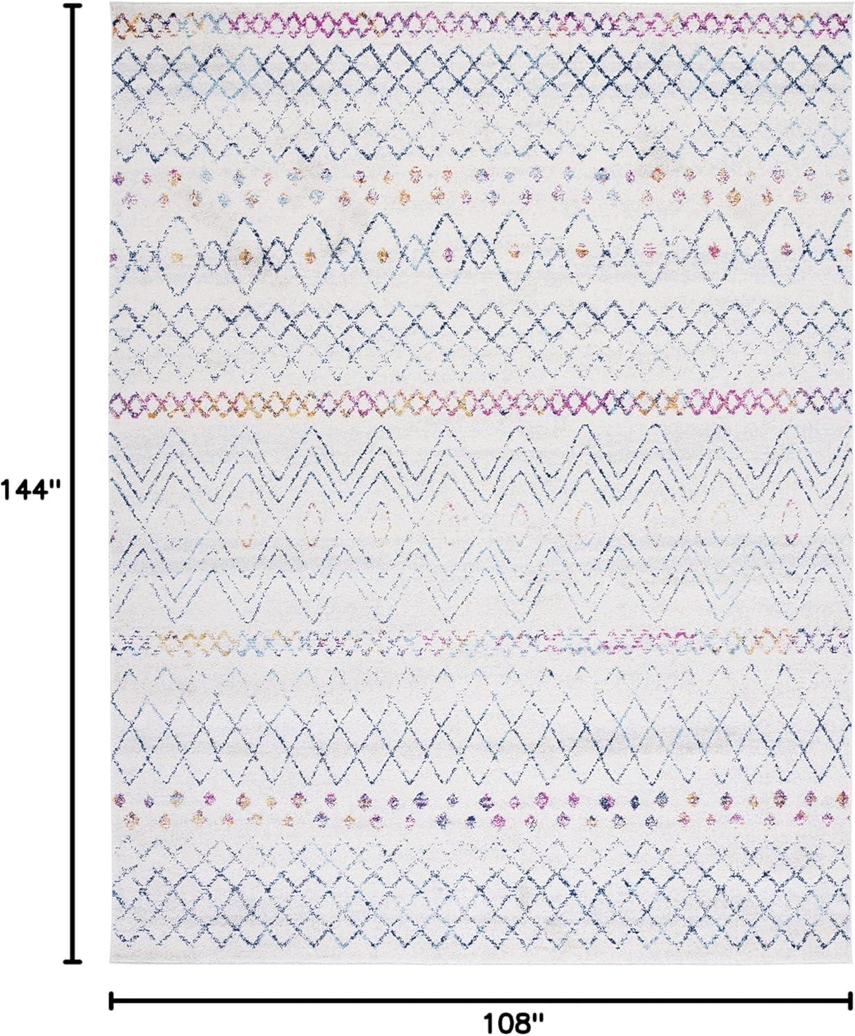 image:imageSAFAVIEH Area Rug 8x10 Madison Collection Large Ivory amp Dark Blue Moroccan Boho Distressed Design NonShedding amp Easy Cleaning Ideal for Living Room Bedroom Office Dining Space MAD798BIvoryDark Blue