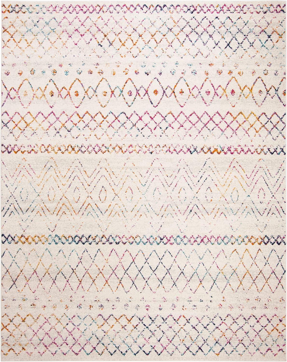 image:imageSAFAVIEH Area Rug 8x10 Madison Collection Large Ivory amp Dark Blue Moroccan Boho Distressed Design NonShedding amp Easy Cleaning Ideal for Living Room Bedroom Office Dining Space MAD798BIvoryFuchsia