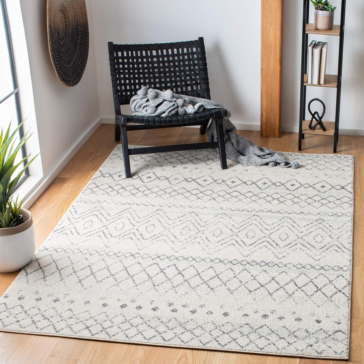 image:imageSAFAVIEH Area Rug 8x10 Madison Collection Large Ivory amp Dark Blue Moroccan Boho Distressed Design NonShedding amp Easy Cleaning Ideal for Living Room Bedroom Office Dining Space MAD798BIvoryCharcoal
