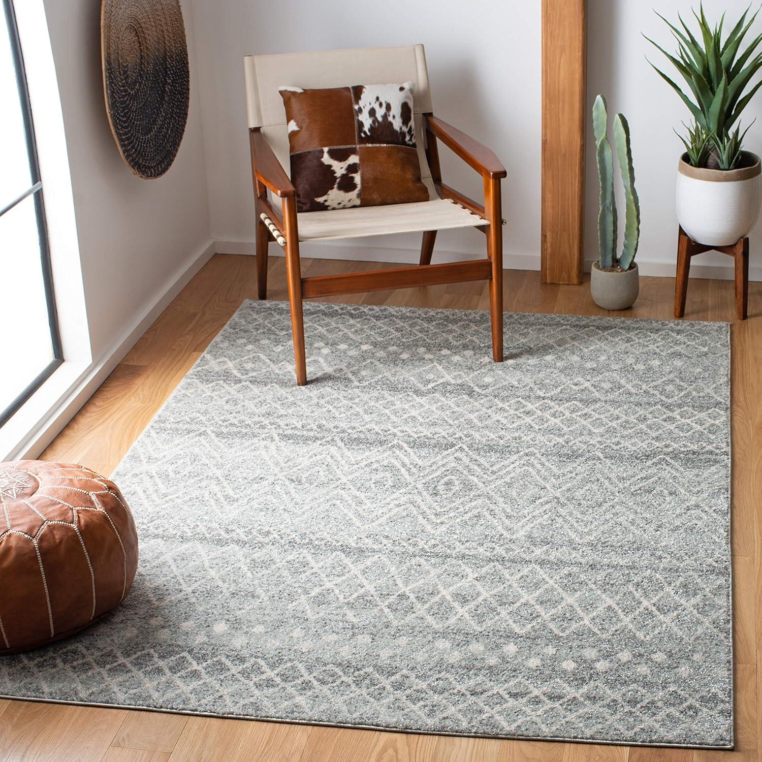 image:imageSAFAVIEH Area Rug 8x10 Madison Collection Large Ivory amp Dark Blue Moroccan Boho Distressed Design NonShedding amp Easy Cleaning Ideal for Living Room Bedroom Office Dining Space MAD798BSilverIvory