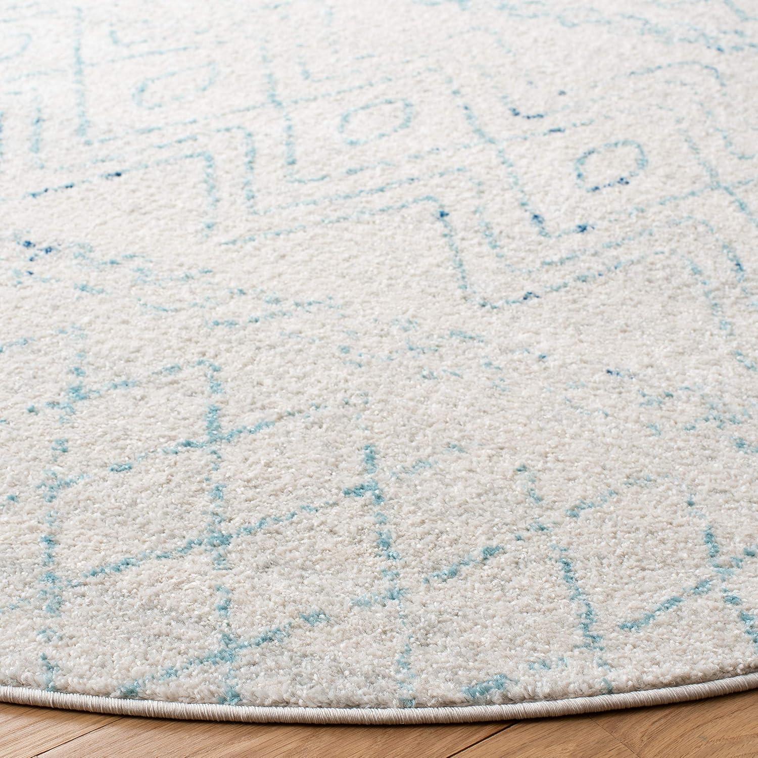 image:imageSAFAVIEH Area Rug 8x10 Madison Collection Large Ivory amp Dark Blue Moroccan Boho Distressed Design NonShedding amp Easy Cleaning Ideal for Living Room Bedroom Office Dining Space MAD798BIvoryAqua