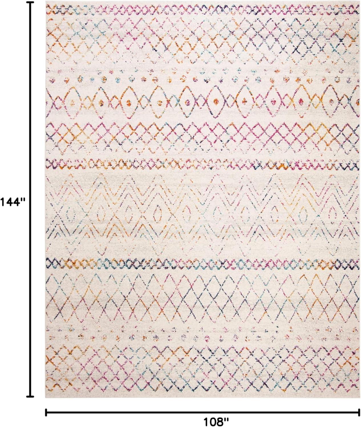 image:imageSAFAVIEH Area Rug 8x10 Madison Collection Large Ivory amp Dark Blue Moroccan Boho Distressed Design NonShedding amp Easy Cleaning Ideal for Living Room Bedroom Office Dining Space MAD798BIvoryFuchsia