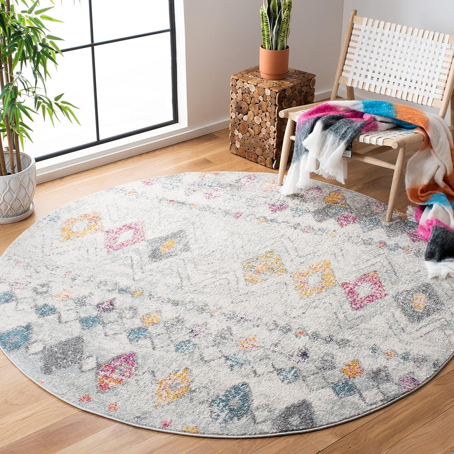 image:imageSAFAVIEH Area Rug 8x10 Madison Collection Large Ivory amp Dark Blue Moroccan Boho Distressed Design NonShedding amp Easy Cleaning Ideal for Living Room Bedroom Office Dining Space MAD798BGreyGold