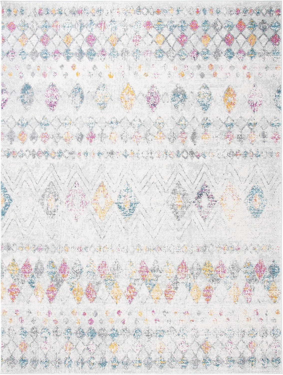 image:imageSAFAVIEH Area Rug 8x10 Madison Collection Large Ivory amp Dark Blue Moroccan Boho Distressed Design NonShedding amp Easy Cleaning Ideal for Living Room Bedroom Office Dining Space MAD798BGreyGold