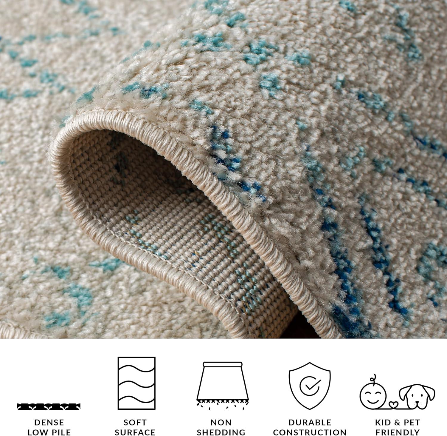 image:imageSAFAVIEH Area Rug 8x10 Madison Collection Large Ivory amp Dark Blue Moroccan Boho Distressed Design NonShedding amp Easy Cleaning Ideal for Living Room Bedroom Office Dining Space MAD798BIvoryAqua