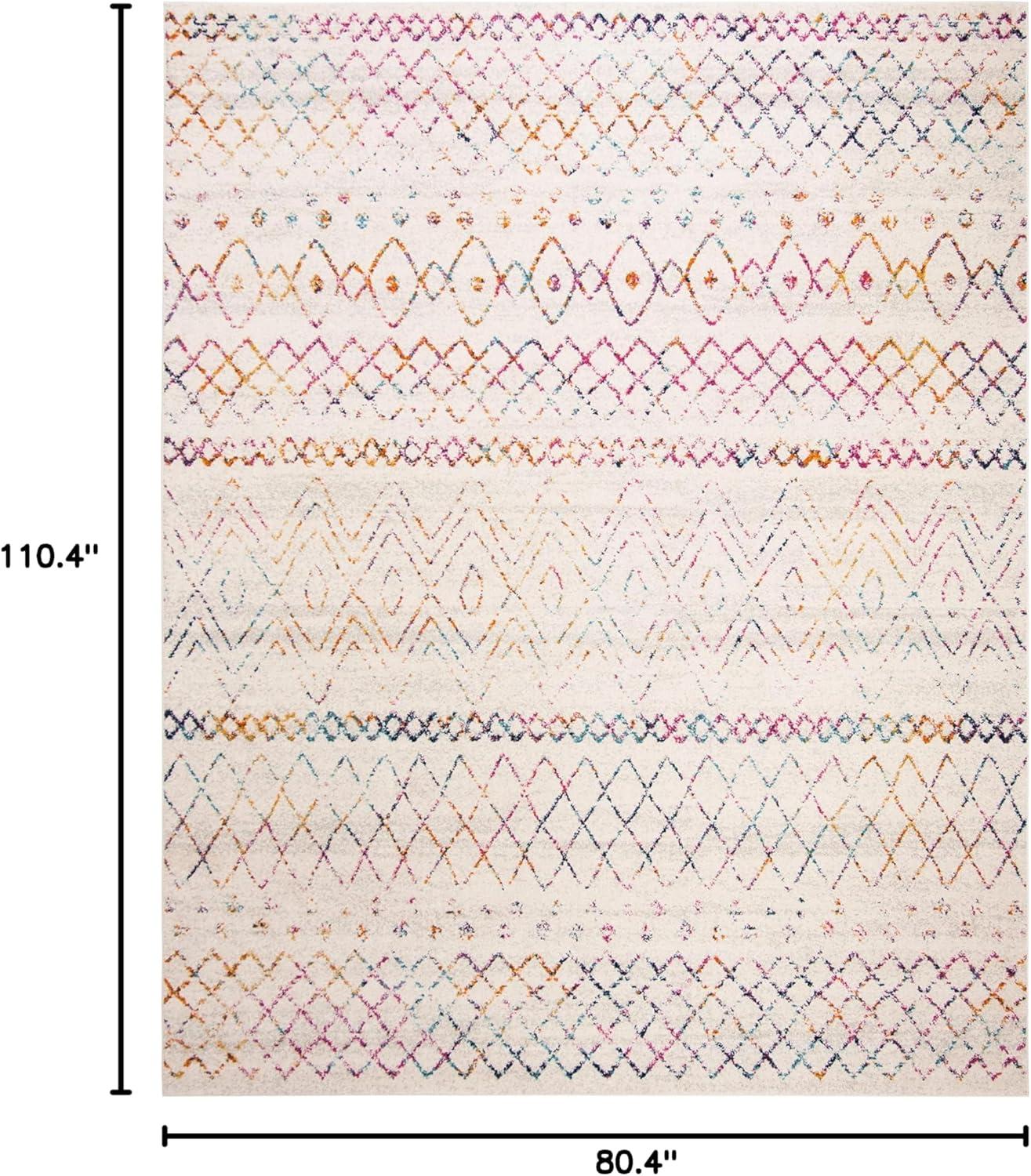image:imageSAFAVIEH Area Rug 8x10 Madison Collection Large Ivory amp Dark Blue Moroccan Boho Distressed Design NonShedding amp Easy Cleaning Ideal for Living Room Bedroom Office Dining Space MAD798BIvoryFuchsia