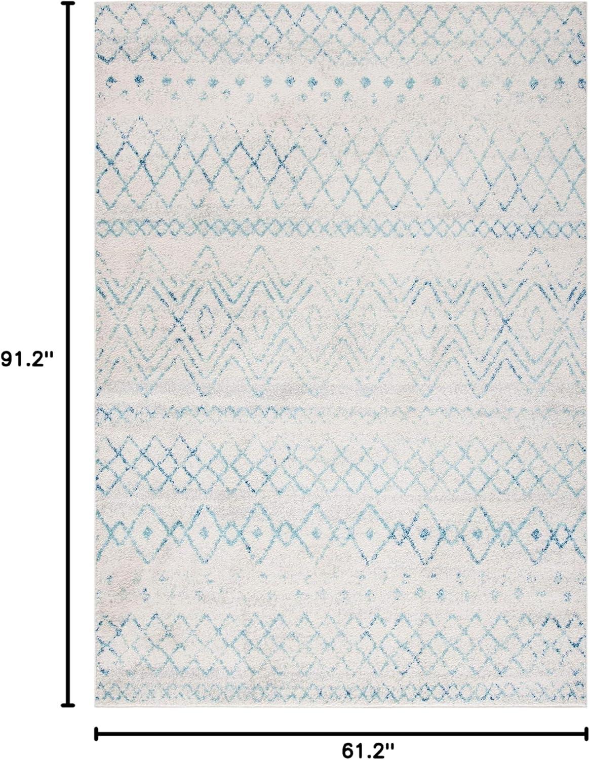image:imageSAFAVIEH Area Rug 8x10 Madison Collection Large Ivory amp Dark Blue Moroccan Boho Distressed Design NonShedding amp Easy Cleaning Ideal for Living Room Bedroom Office Dining Space MAD798BIvoryAqua