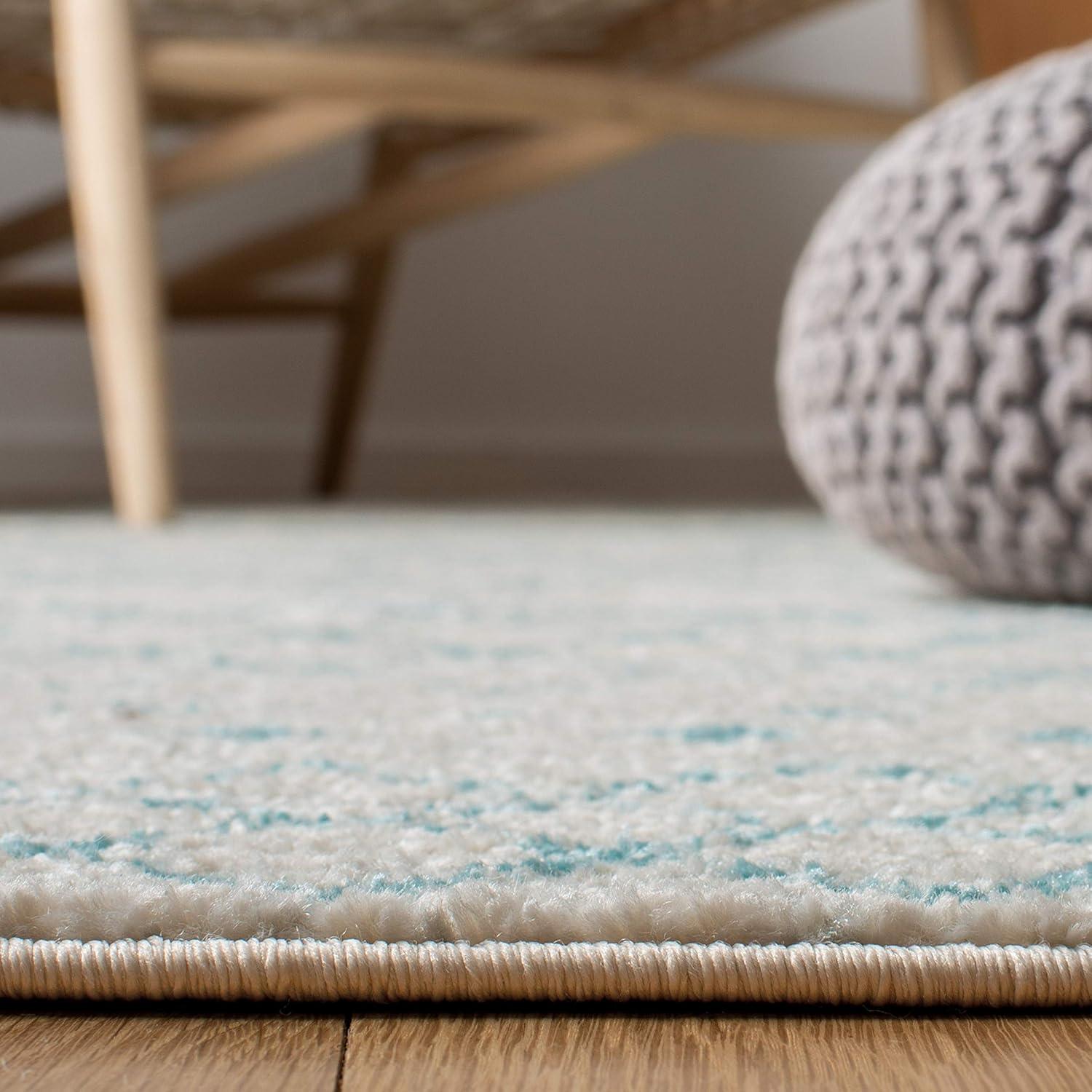 image:imageSAFAVIEH Area Rug 8x10 Madison Collection Large Ivory amp Dark Blue Moroccan Boho Distressed Design NonShedding amp Easy Cleaning Ideal for Living Room Bedroom Office Dining Space MAD798BIvoryAqua