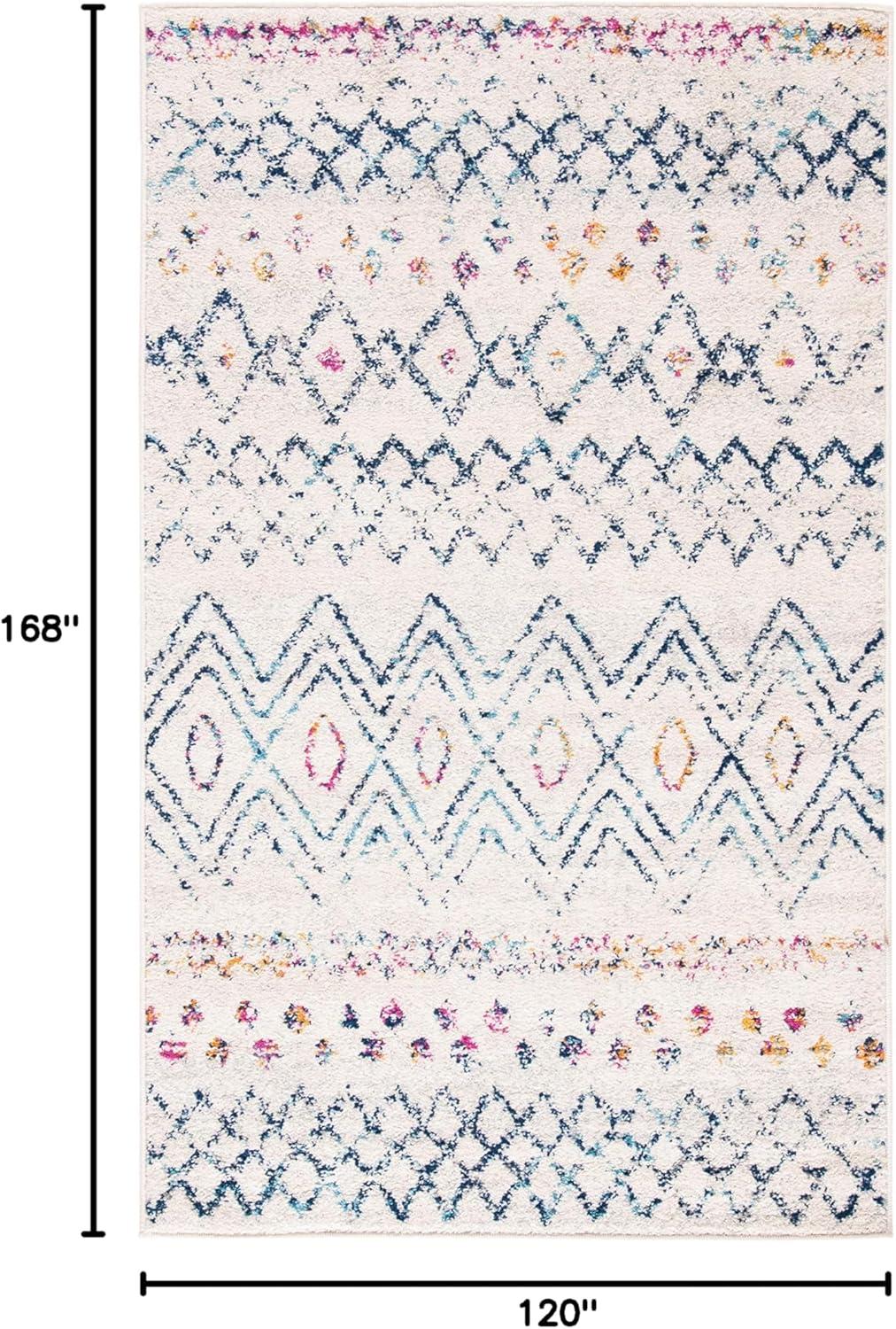 image:imageSAFAVIEH Area Rug 8x10 Madison Collection Large Ivory amp Dark Blue Moroccan Boho Distressed Design NonShedding amp Easy Cleaning Ideal for Living Room Bedroom Office Dining Space MAD798BIvoryDark Blue