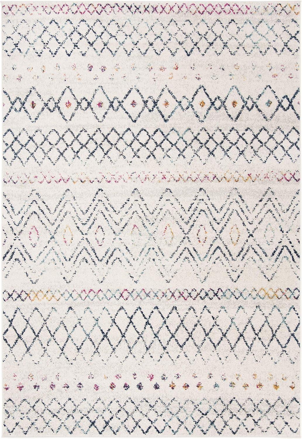 image:imageSAFAVIEH Area Rug 8x10 Madison Collection Large Ivory amp Dark Blue Moroccan Boho Distressed Design NonShedding amp Easy Cleaning Ideal for Living Room Bedroom Office Dining Space MAD798BIvoryDark Blue