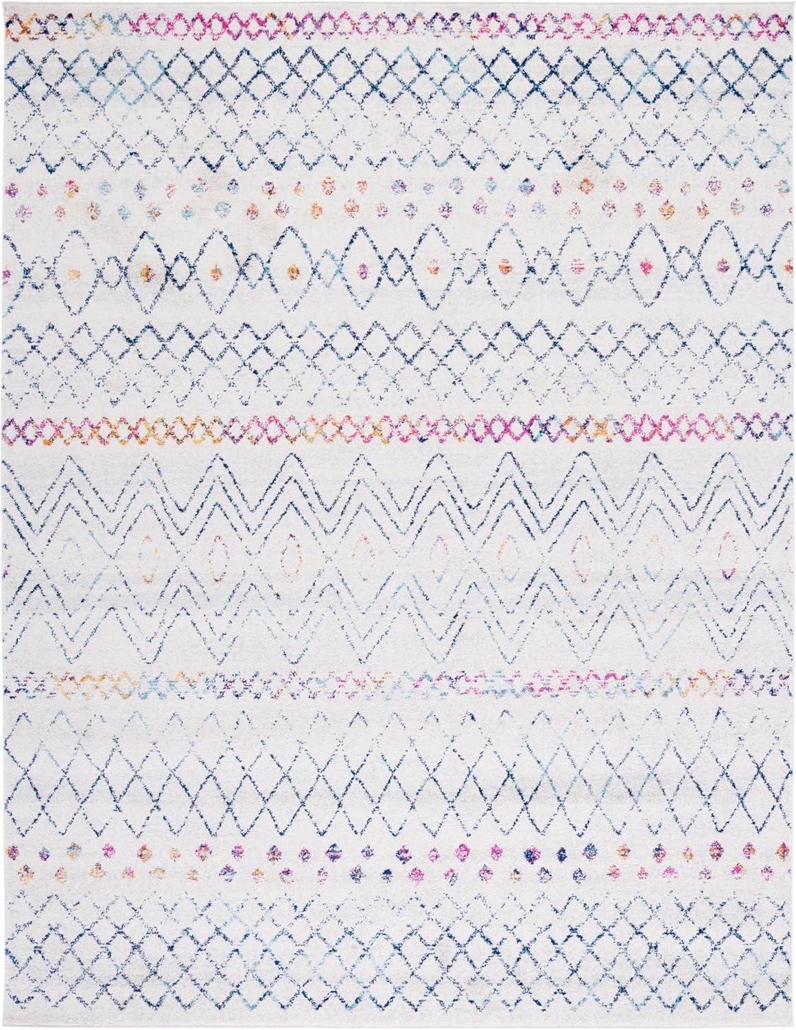 image:imageSAFAVIEH Area Rug 8x10 Madison Collection Large Ivory amp Dark Blue Moroccan Boho Distressed Design NonShedding amp Easy Cleaning Ideal for Living Room Bedroom Office Dining Space MAD798BIvoryDark Blue