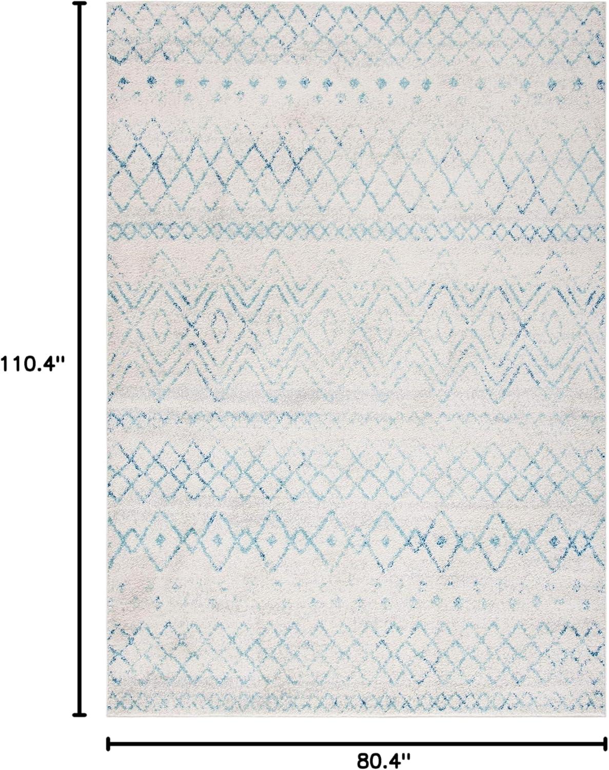 image:imageSAFAVIEH Area Rug 8x10 Madison Collection Large Ivory amp Dark Blue Moroccan Boho Distressed Design NonShedding amp Easy Cleaning Ideal for Living Room Bedroom Office Dining Space MAD798BIvoryAqua