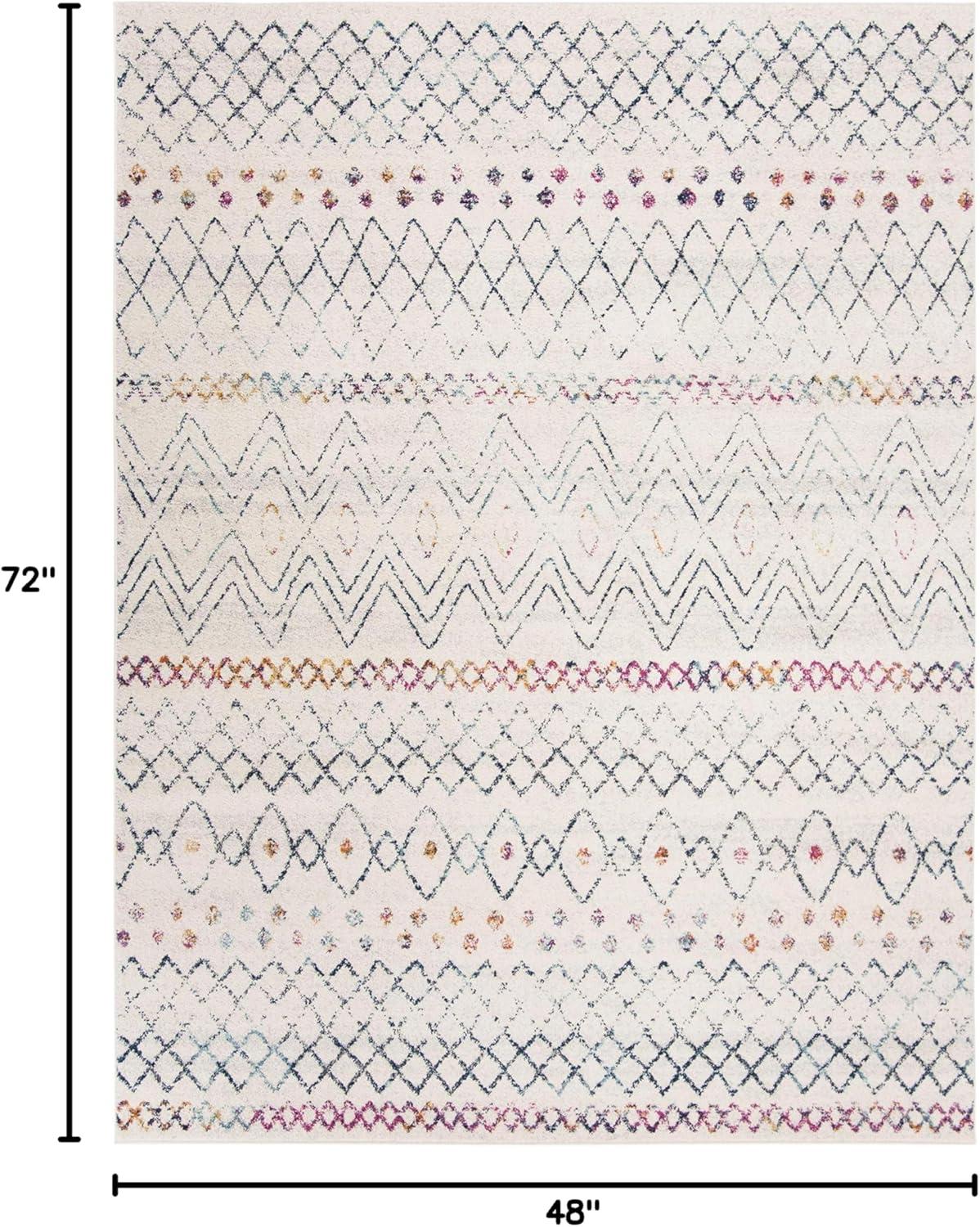 image:imageSAFAVIEH Area Rug 8x10 Madison Collection Large Ivory amp Dark Blue Moroccan Boho Distressed Design NonShedding amp Easy Cleaning Ideal for Living Room Bedroom Office Dining Space MAD798BIvoryDark Blue