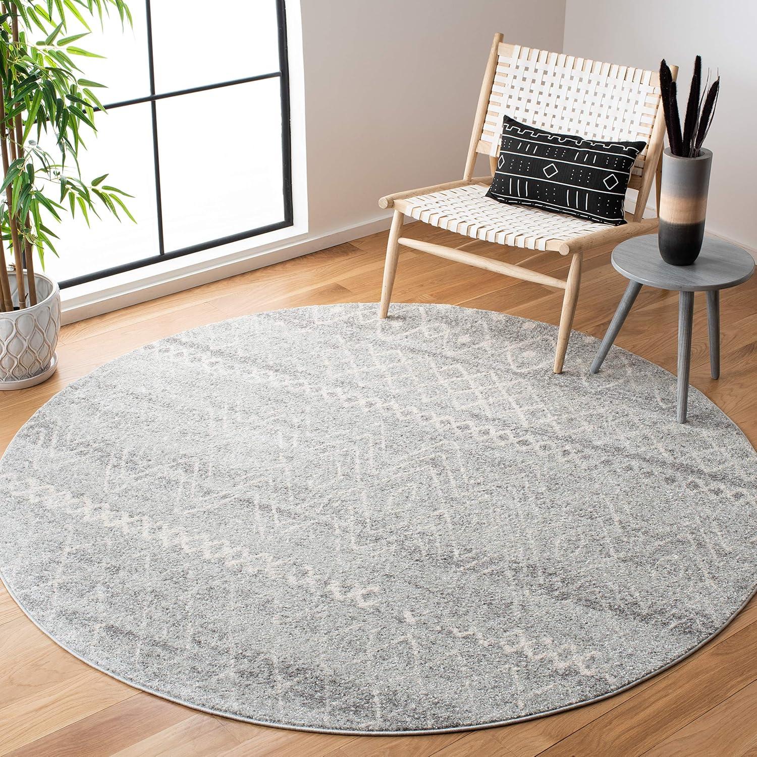 image:imageSAFAVIEH Area Rug 8x10 Madison Collection Large Ivory amp Dark Blue Moroccan Boho Distressed Design NonShedding amp Easy Cleaning Ideal for Living Room Bedroom Office Dining Space MAD798BSilverIvory