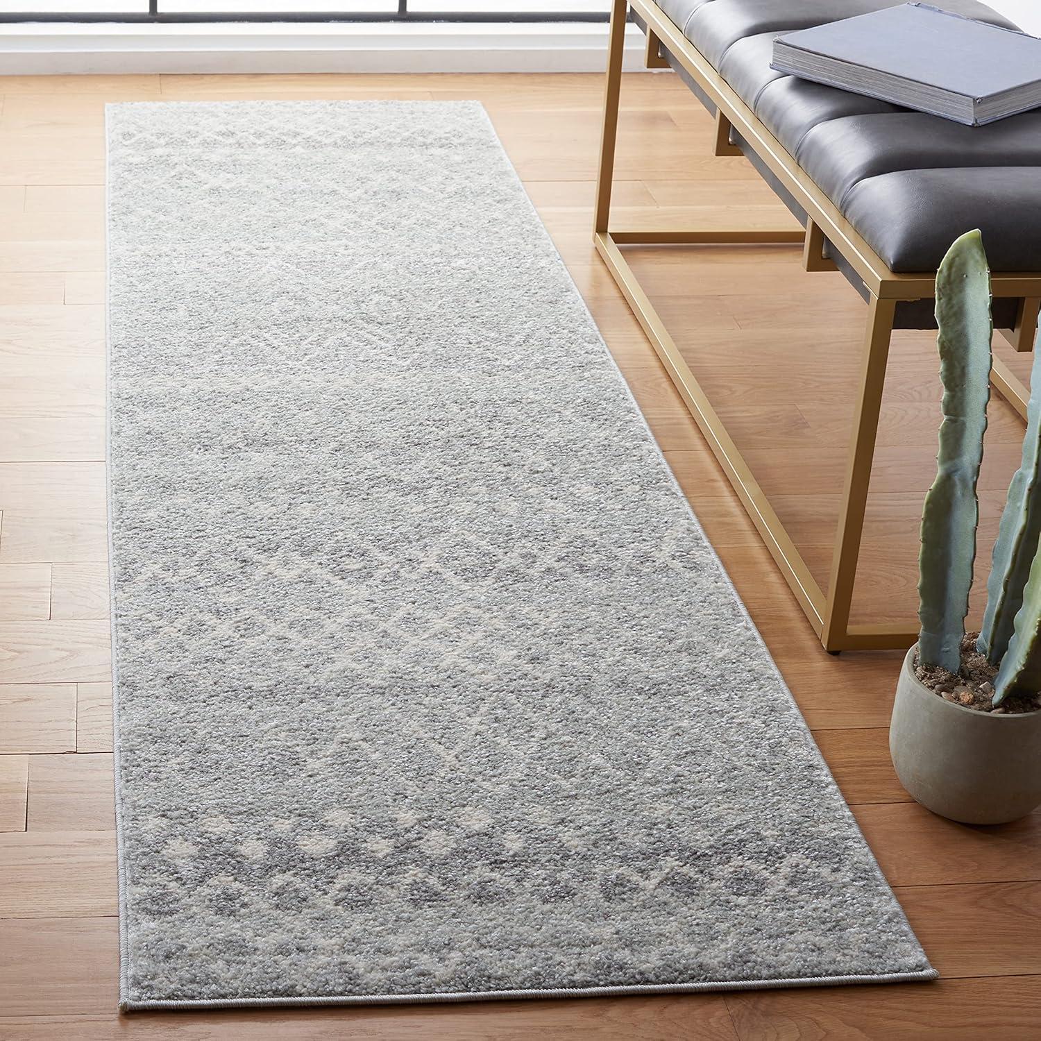 image:imageSAFAVIEH Area Rug 8x10 Madison Collection Large Ivory amp Dark Blue Moroccan Boho Distressed Design NonShedding amp Easy Cleaning Ideal for Living Room Bedroom Office Dining Space MAD798BSilverIvory