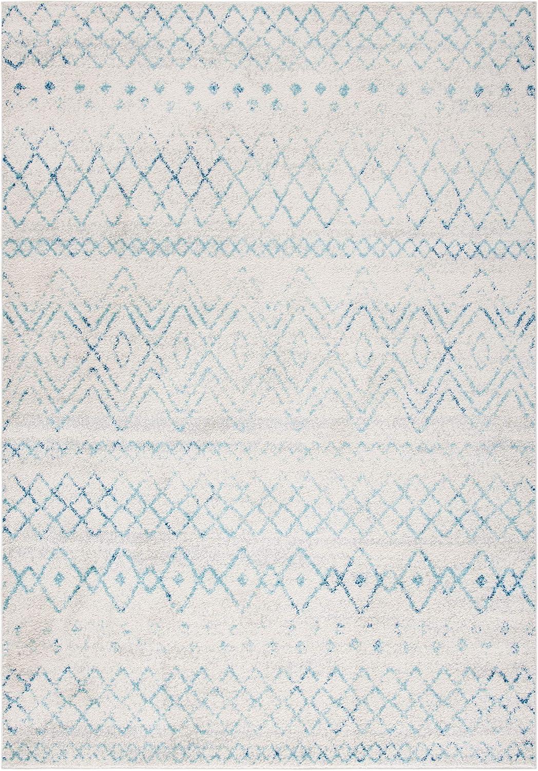 image:imageSAFAVIEH Area Rug 8x10 Madison Collection Large Ivory amp Dark Blue Moroccan Boho Distressed Design NonShedding amp Easy Cleaning Ideal for Living Room Bedroom Office Dining Space MAD798BIvoryAqua