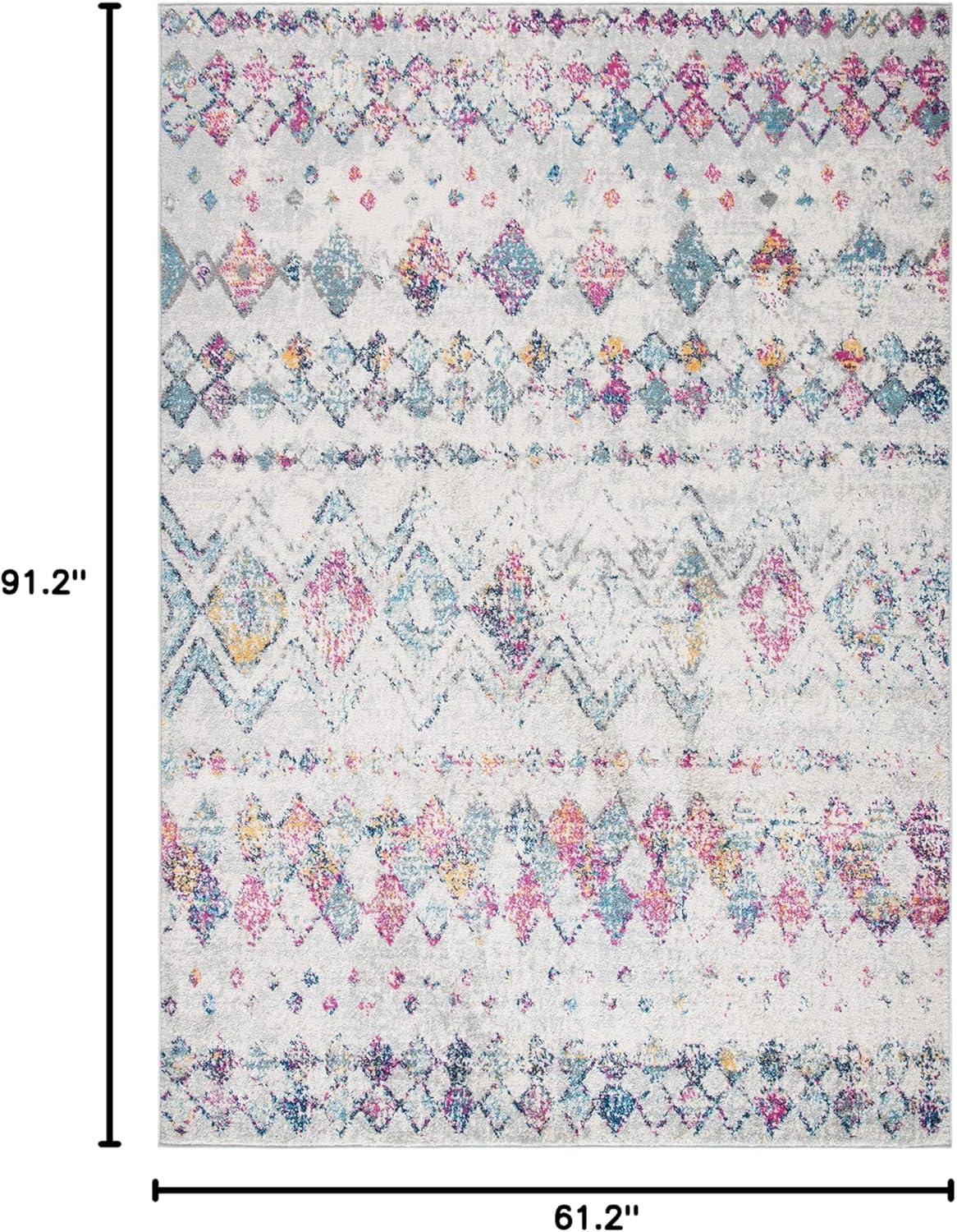 image:imageSAFAVIEH Area Rug 8x10 Madison Collection Large Ivory amp Dark Blue Moroccan Boho Distressed Design NonShedding amp Easy Cleaning Ideal for Living Room Bedroom Office Dining Space MAD798BGreyPurple