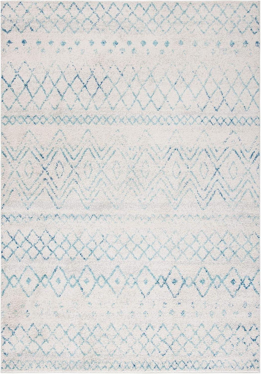 image:imageSAFAVIEH Area Rug 8x10 Madison Collection Large Ivory amp Dark Blue Moroccan Boho Distressed Design NonShedding amp Easy Cleaning Ideal for Living Room Bedroom Office Dining Space MAD798BIvoryAqua