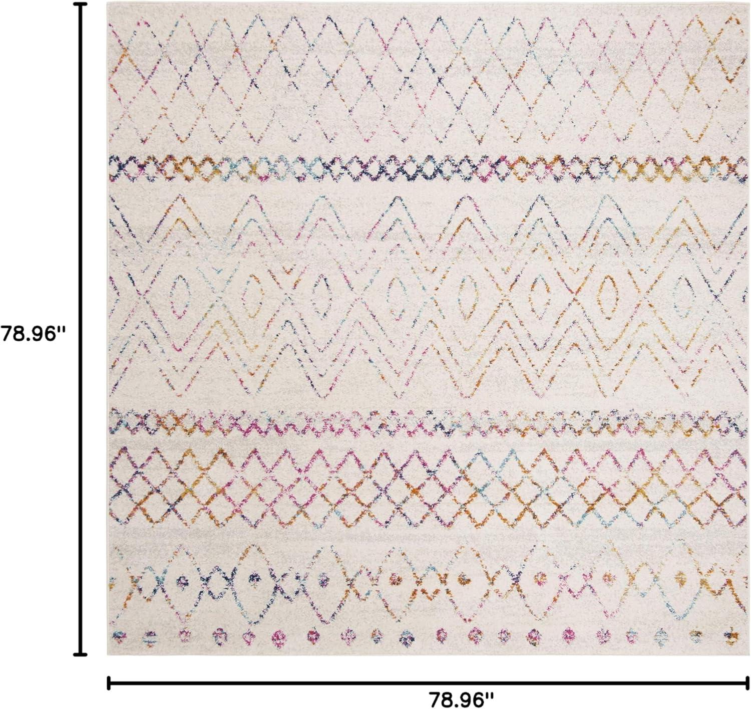 image:imageSAFAVIEH Area Rug 8x10 Madison Collection Large Ivory amp Dark Blue Moroccan Boho Distressed Design NonShedding amp Easy Cleaning Ideal for Living Room Bedroom Office Dining Space MAD798BIvoryFuchsia