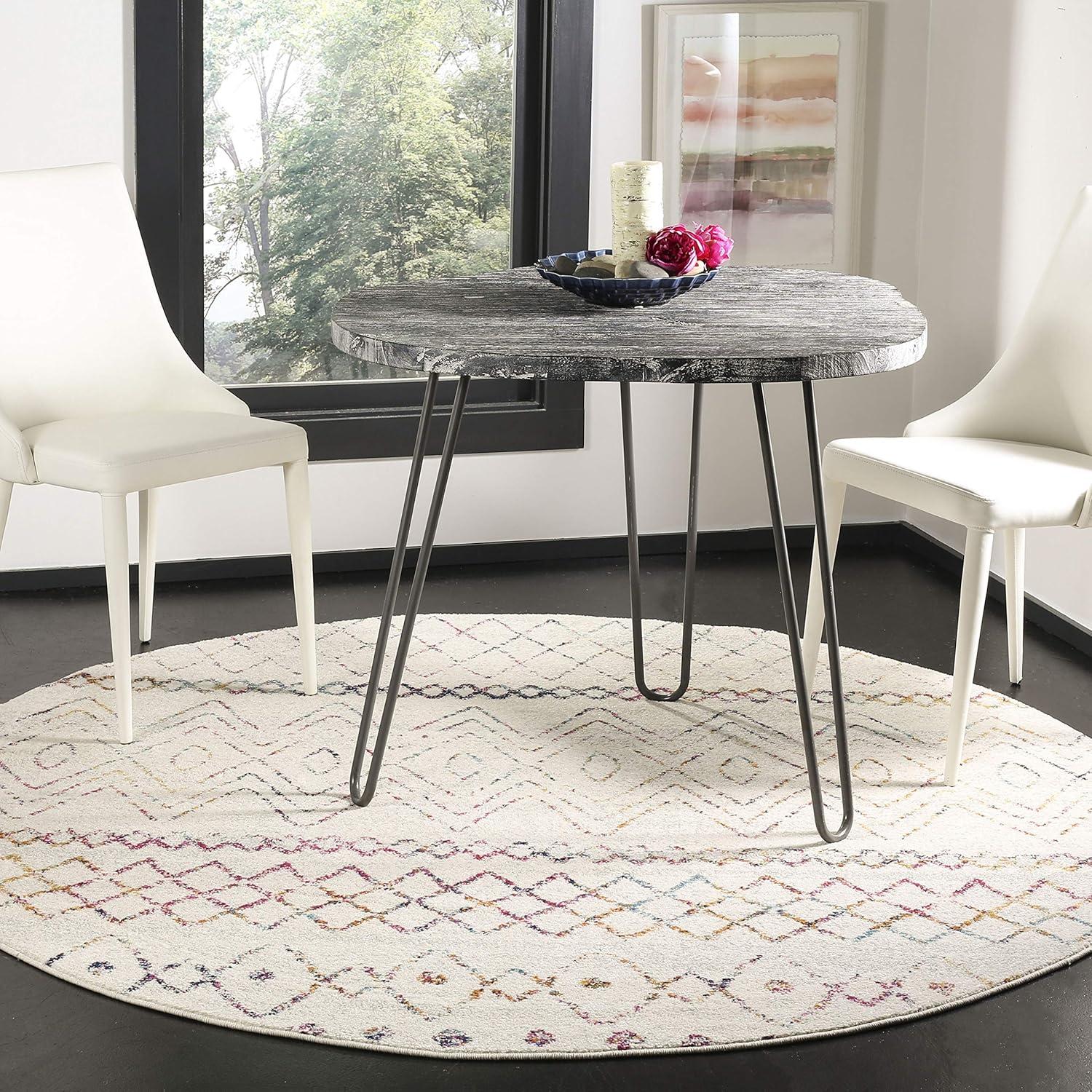 image:imageSAFAVIEH Area Rug 8x10 Madison Collection Large Ivory amp Dark Blue Moroccan Boho Distressed Design NonShedding amp Easy Cleaning Ideal for Living Room Bedroom Office Dining Space MAD798BIvoryFuchsia