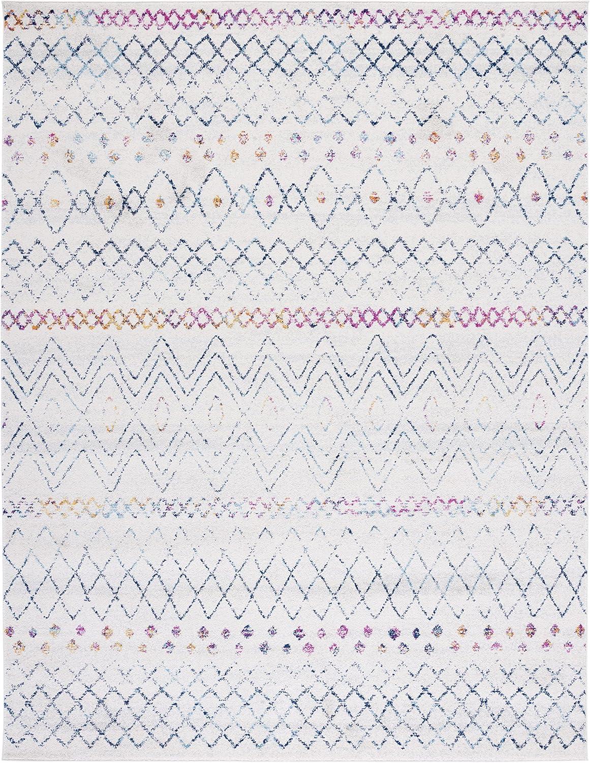 image:imageSAFAVIEH Area Rug 8x10 Madison Collection Large Ivory amp Dark Blue Moroccan Boho Distressed Design NonShedding amp Easy Cleaning Ideal for Living Room Bedroom Office Dining Space MAD798BIvoryDark Blue