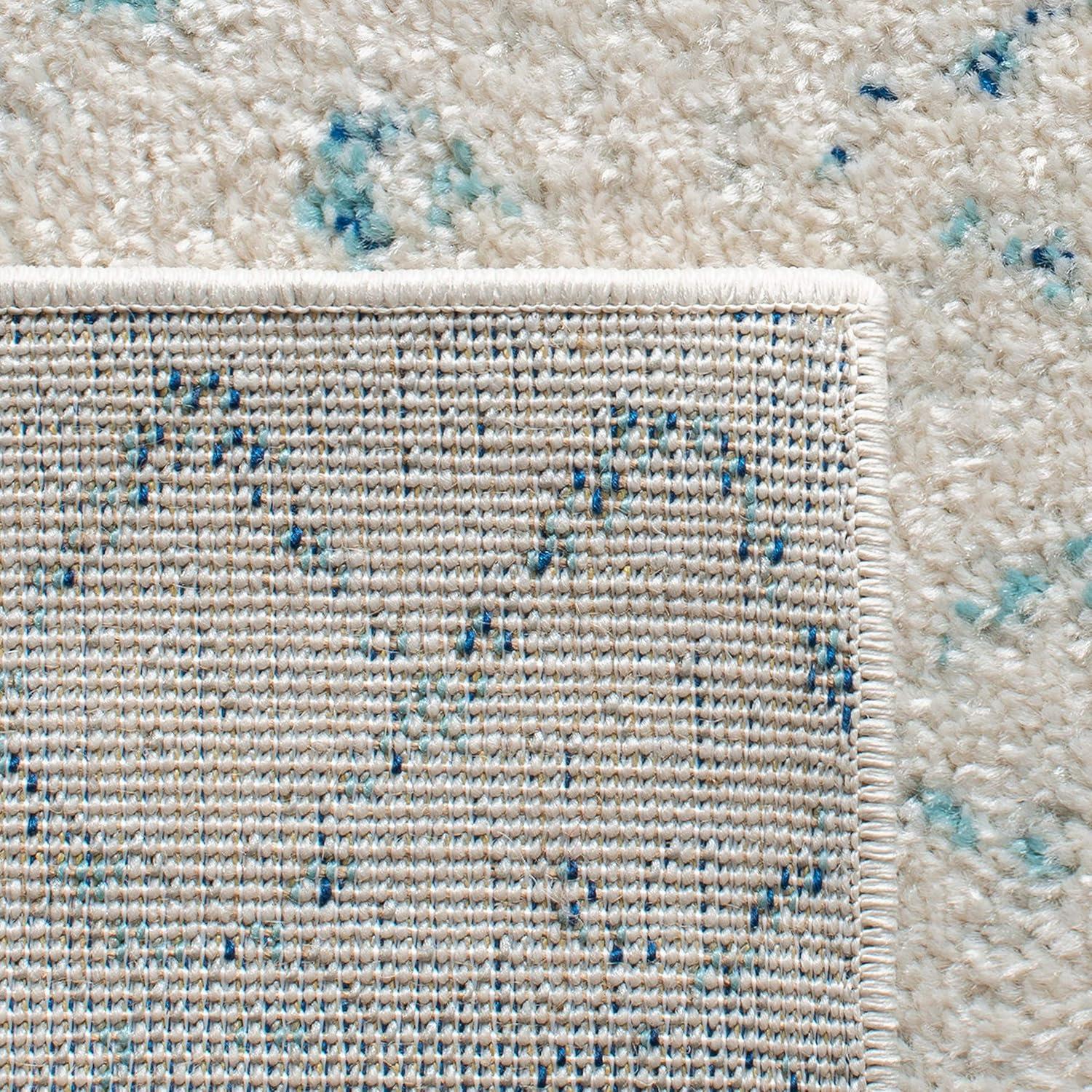 image:imageSAFAVIEH Area Rug 8x10 Madison Collection Large Ivory amp Dark Blue Moroccan Boho Distressed Design NonShedding amp Easy Cleaning Ideal for Living Room Bedroom Office Dining Space MAD798BIvoryAqua