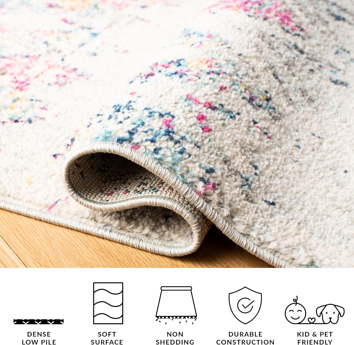 image:imageSAFAVIEH Area Rug 8x10 Madison Collection Large Ivory amp Dark Blue Moroccan Boho Distressed Design NonShedding amp Easy Cleaning Ideal for Living Room Bedroom Office Dining Space MAD798BGreyPurple
