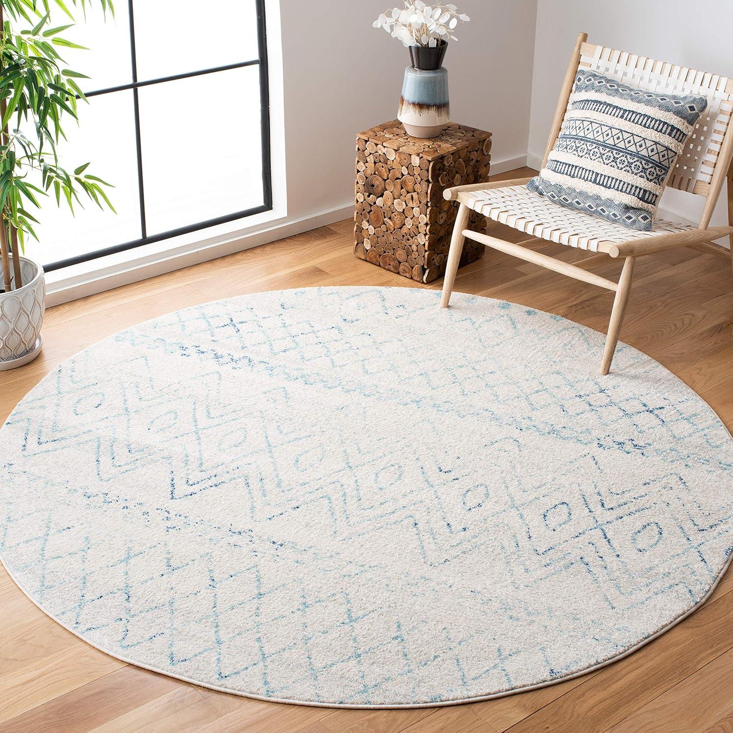 image:imageSAFAVIEH Area Rug 8x10 Madison Collection Large Ivory amp Dark Blue Moroccan Boho Distressed Design NonShedding amp Easy Cleaning Ideal for Living Room Bedroom Office Dining Space MAD798BIvoryAqua