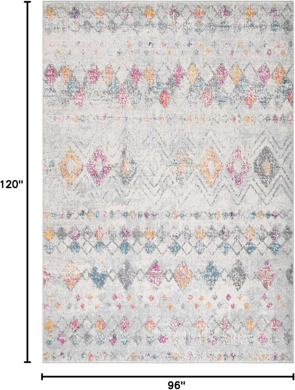 image:imageSAFAVIEH Area Rug 8x10 Madison Collection Large Ivory amp Dark Blue Moroccan Boho Distressed Design NonShedding amp Easy Cleaning Ideal for Living Room Bedroom Office Dining Space MAD798BGreyGold