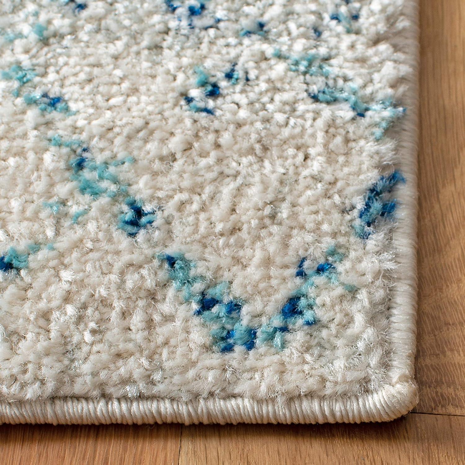 image:imageSAFAVIEH Area Rug 8x10 Madison Collection Large Ivory amp Dark Blue Moroccan Boho Distressed Design NonShedding amp Easy Cleaning Ideal for Living Room Bedroom Office Dining Space MAD798BIvoryAqua
