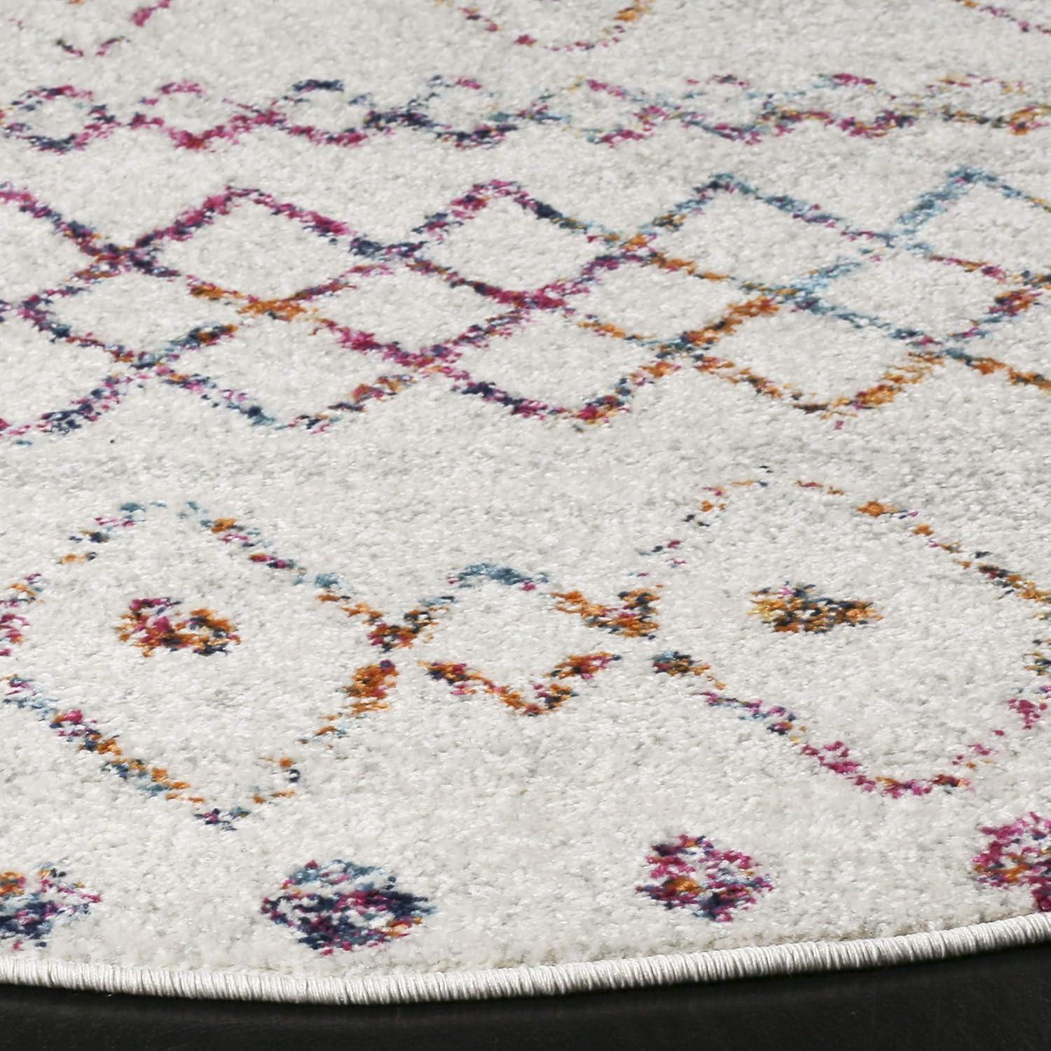 image:imageSAFAVIEH Area Rug 8x10 Madison Collection Large Ivory amp Dark Blue Moroccan Boho Distressed Design NonShedding amp Easy Cleaning Ideal for Living Room Bedroom Office Dining Space MAD798BIvoryFuchsia