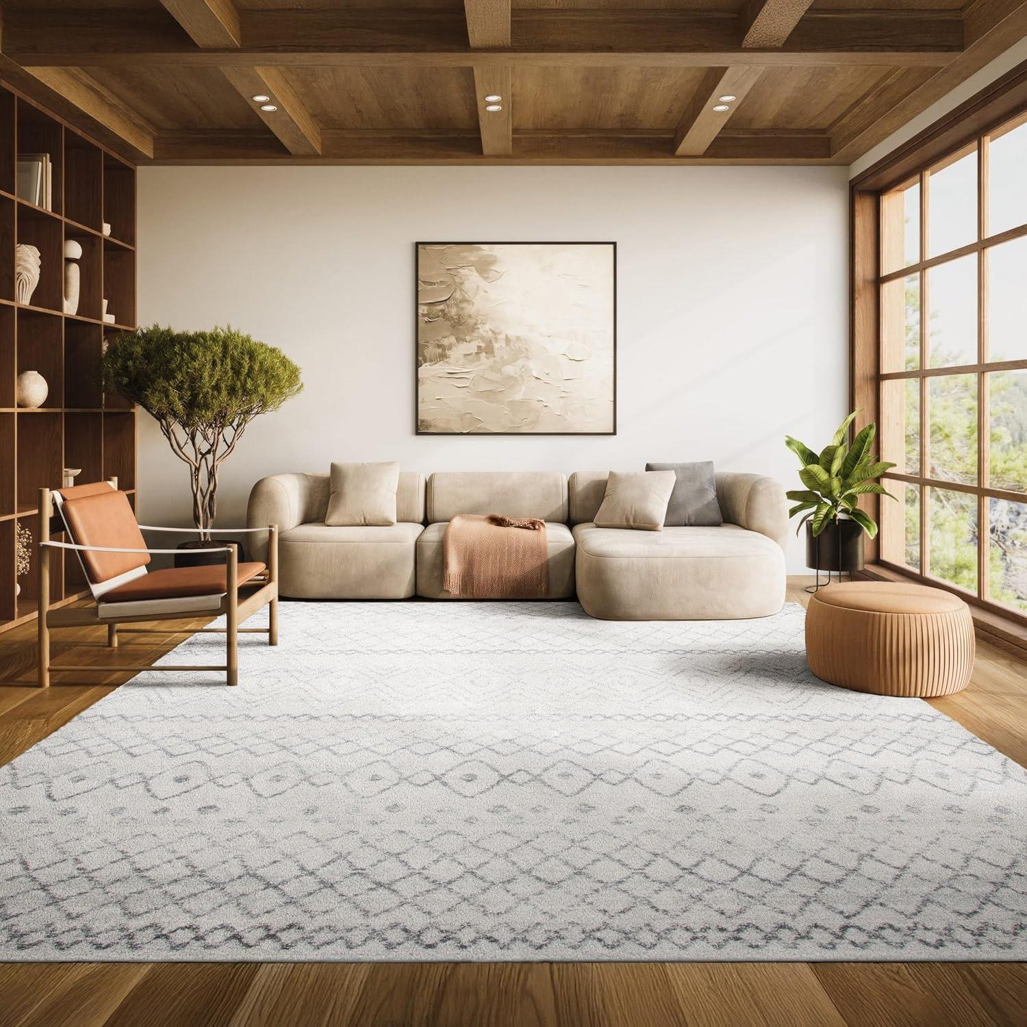 image:imageSAFAVIEH Area Rug 8x10 Madison Collection Large Ivory amp Dark Blue Moroccan Boho Distressed Design NonShedding amp Easy Cleaning Ideal for Living Room Bedroom Office Dining Space MAD798BIvoryCharcoal