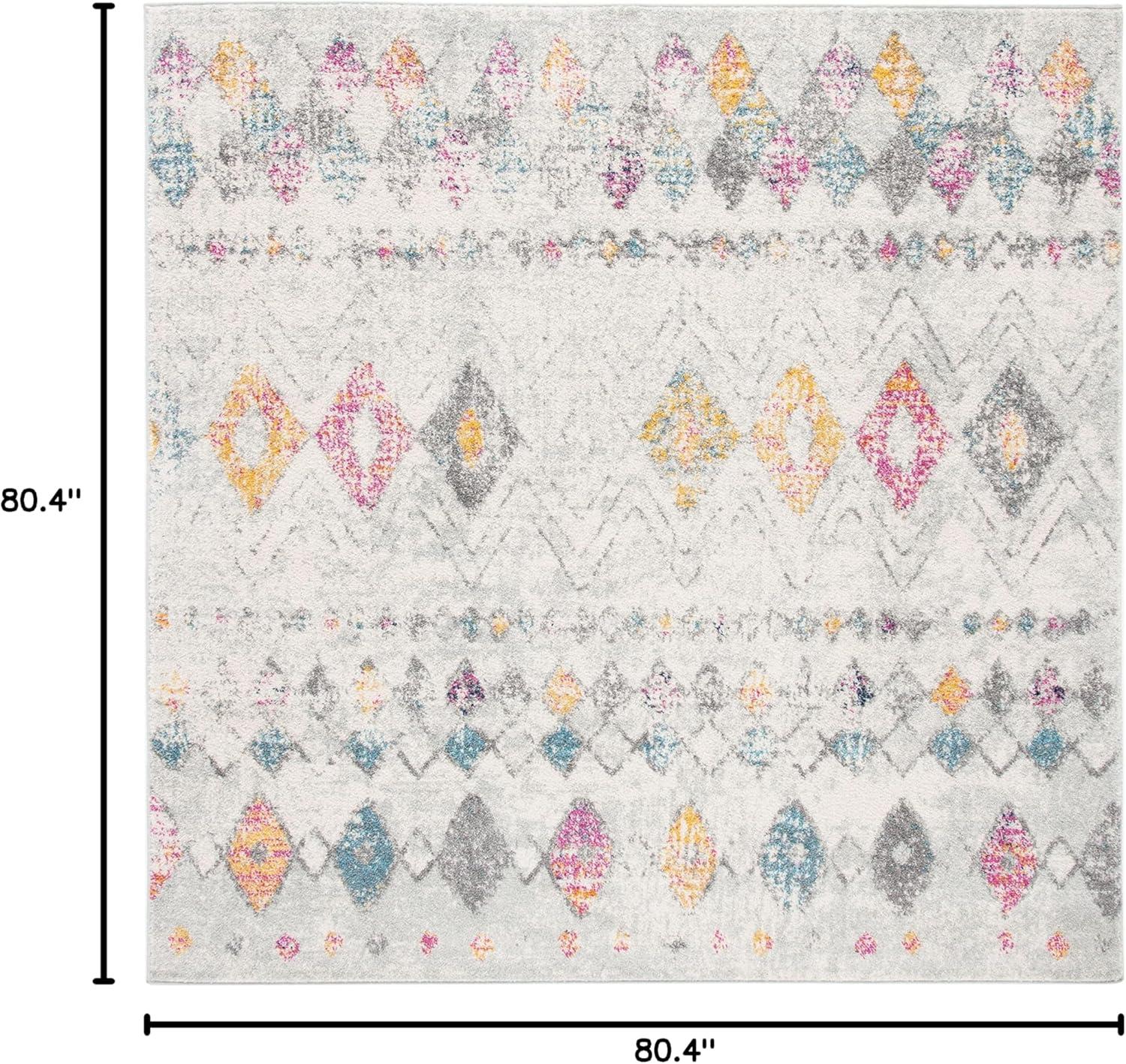 image:imageSAFAVIEH Area Rug 8x10 Madison Collection Large Ivory amp Dark Blue Moroccan Boho Distressed Design NonShedding amp Easy Cleaning Ideal for Living Room Bedroom Office Dining Space MAD798BGreyGold