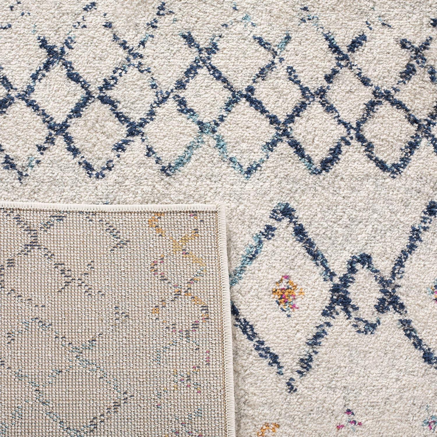 image:imageSAFAVIEH Area Rug 8x10 Madison Collection Large Ivory amp Dark Blue Moroccan Boho Distressed Design NonShedding amp Easy Cleaning Ideal for Living Room Bedroom Office Dining Space MAD798BIvoryDark Blue