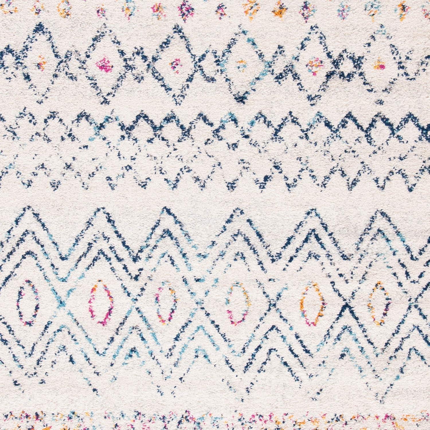 image:imageSAFAVIEH Area Rug 8x10 Madison Collection Large Ivory amp Dark Blue Moroccan Boho Distressed Design NonShedding amp Easy Cleaning Ideal for Living Room Bedroom Office Dining Space MAD798BIvoryDark Blue